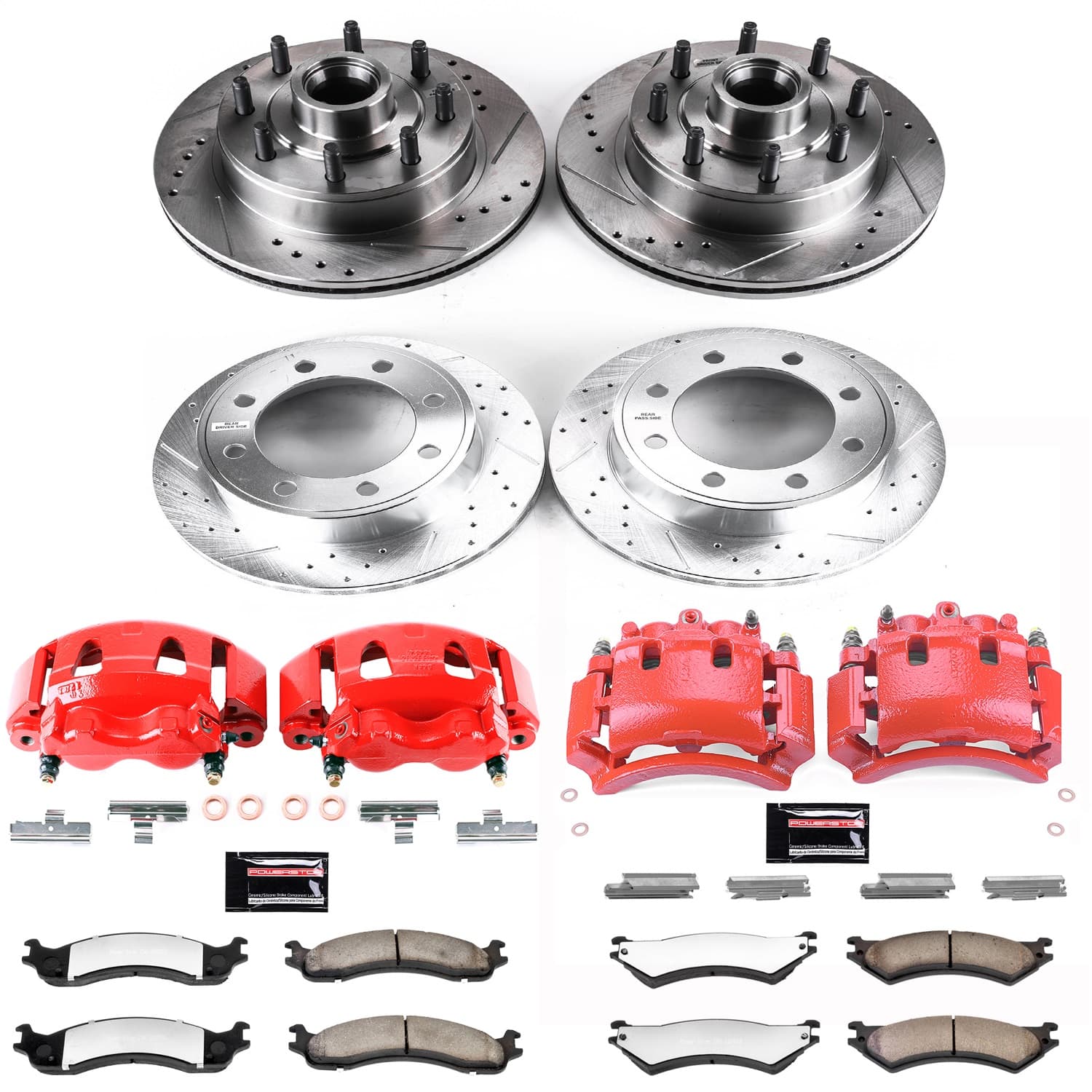 Power Stop - KC4434-36 - Front and Rear - Disc Brake Pad/Caliper and Rotor Kit image 1
