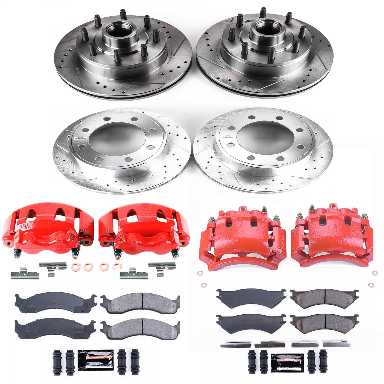 Power Stop - KC4434 - Front and Rear - Disc Brake Pad/Caliper and Rotor Kit image 1
