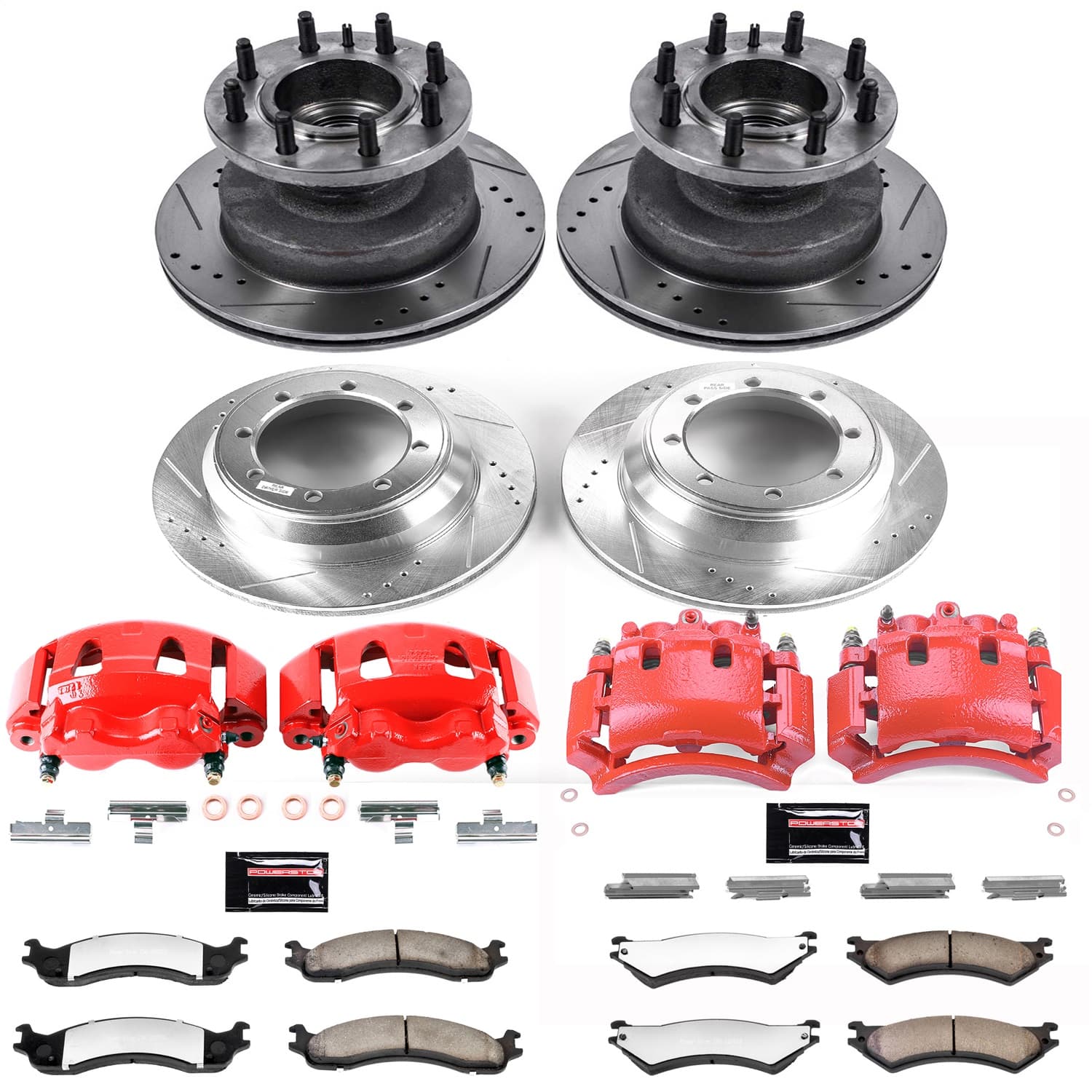 Power Stop - KC4435-36 - Front and Rear - Disc Brake Pad/Caliper and Rotor Kit image 1
