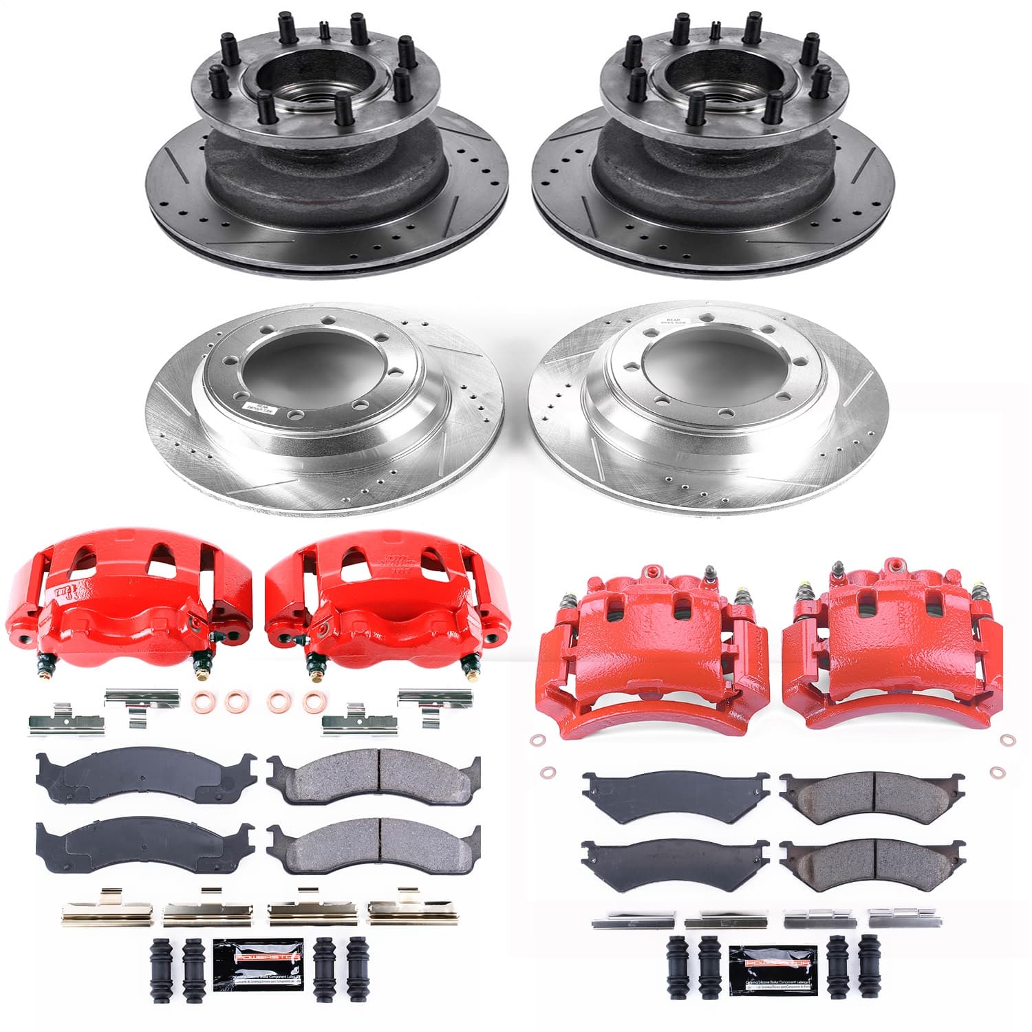 Power Stop - KC4435 - Front and Rear - Disc Brake Pad/Caliper and Rotor Kit image 1