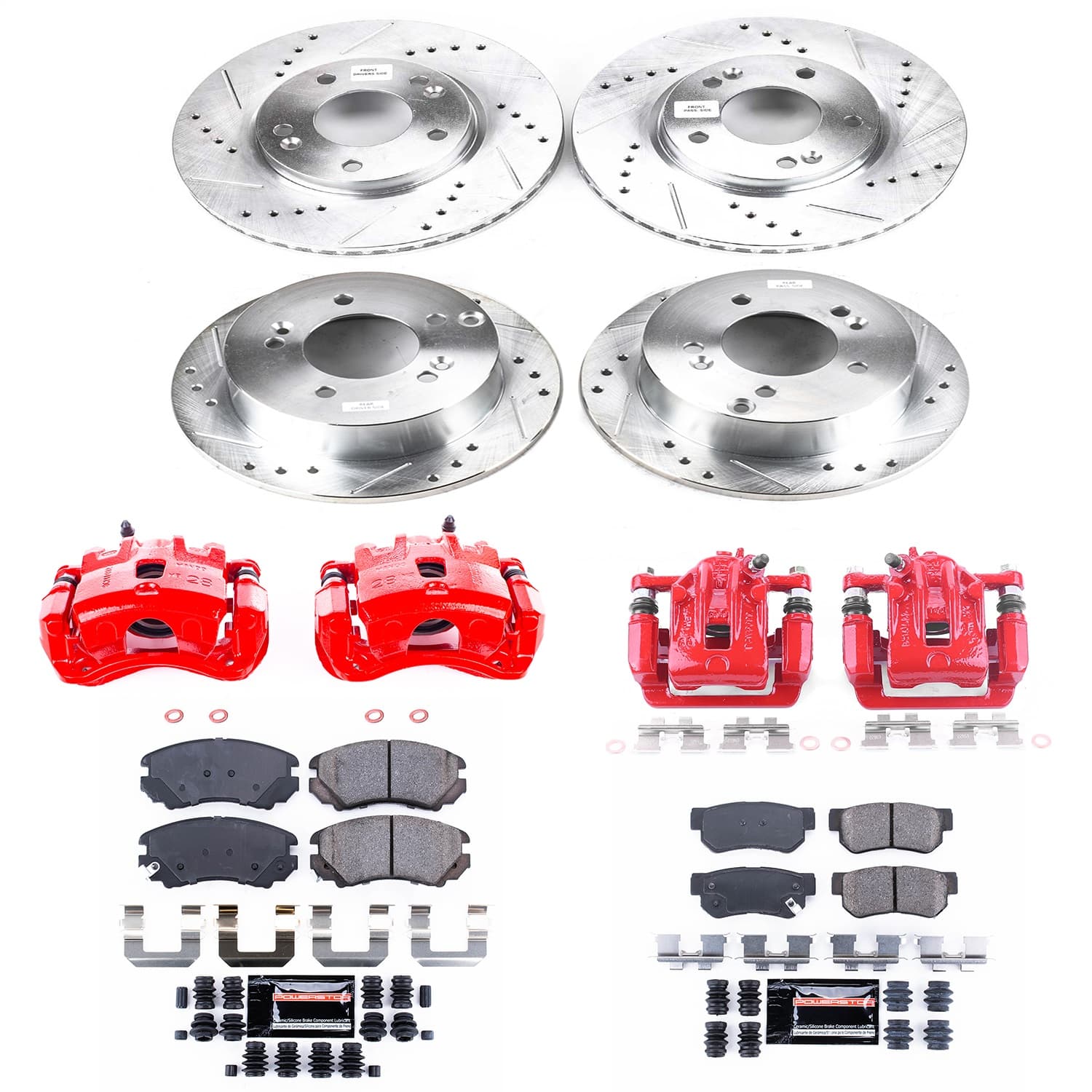 Power Stop - KC4449A - Front and Rear - Disc Brake Pad/Caliper and Rotor Kit image 1