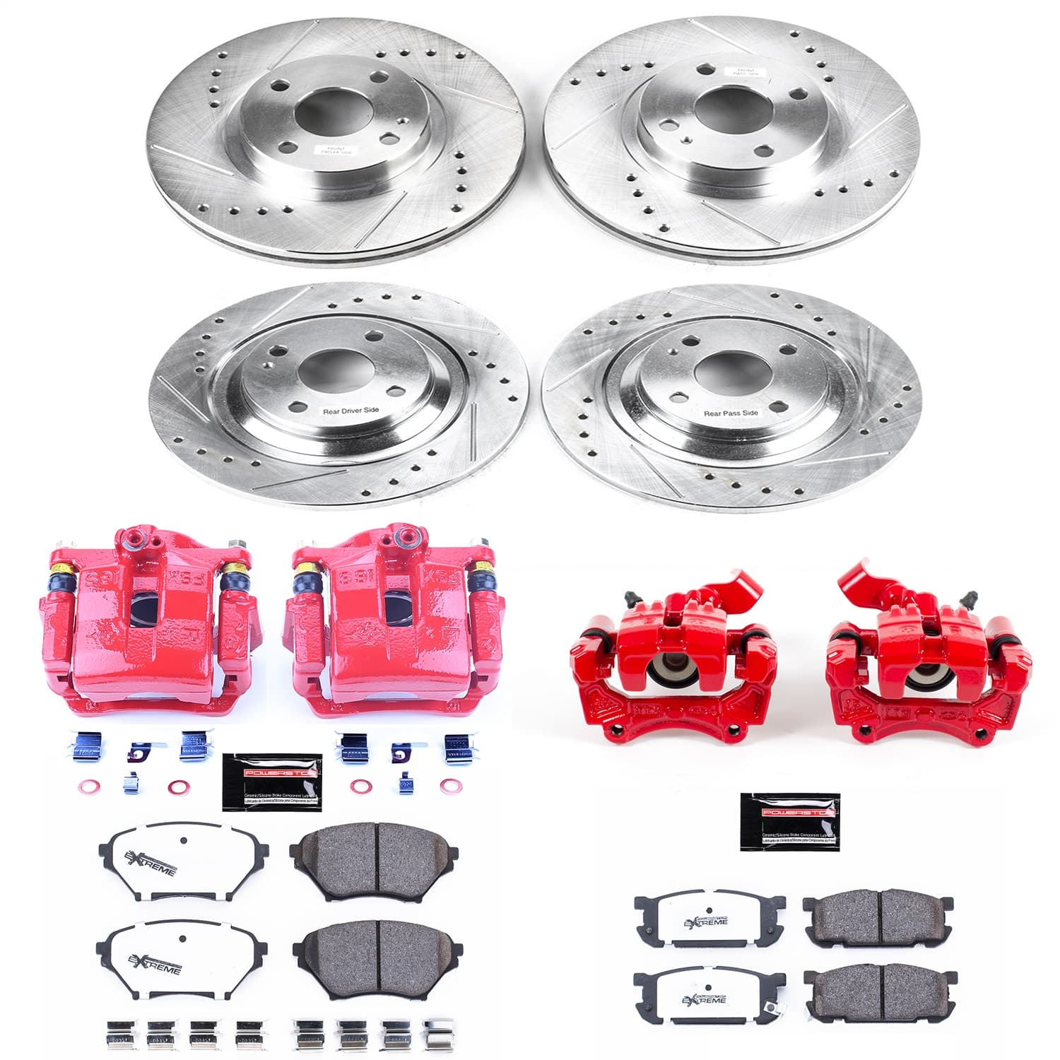 Power Stop - KC4468-26 - Front and Rear - Disc Brake Pad/Caliper and Rotor Kit image 1
