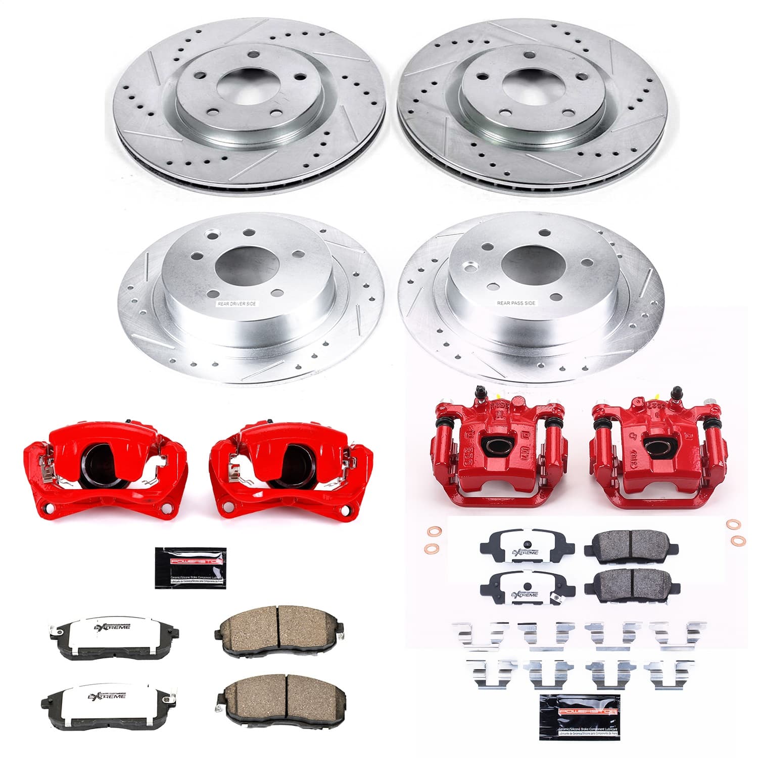Power Stop - KC4475A-26 - Front and Rear - Disc Brake Pad/Caliper and Rotor Kit image 1