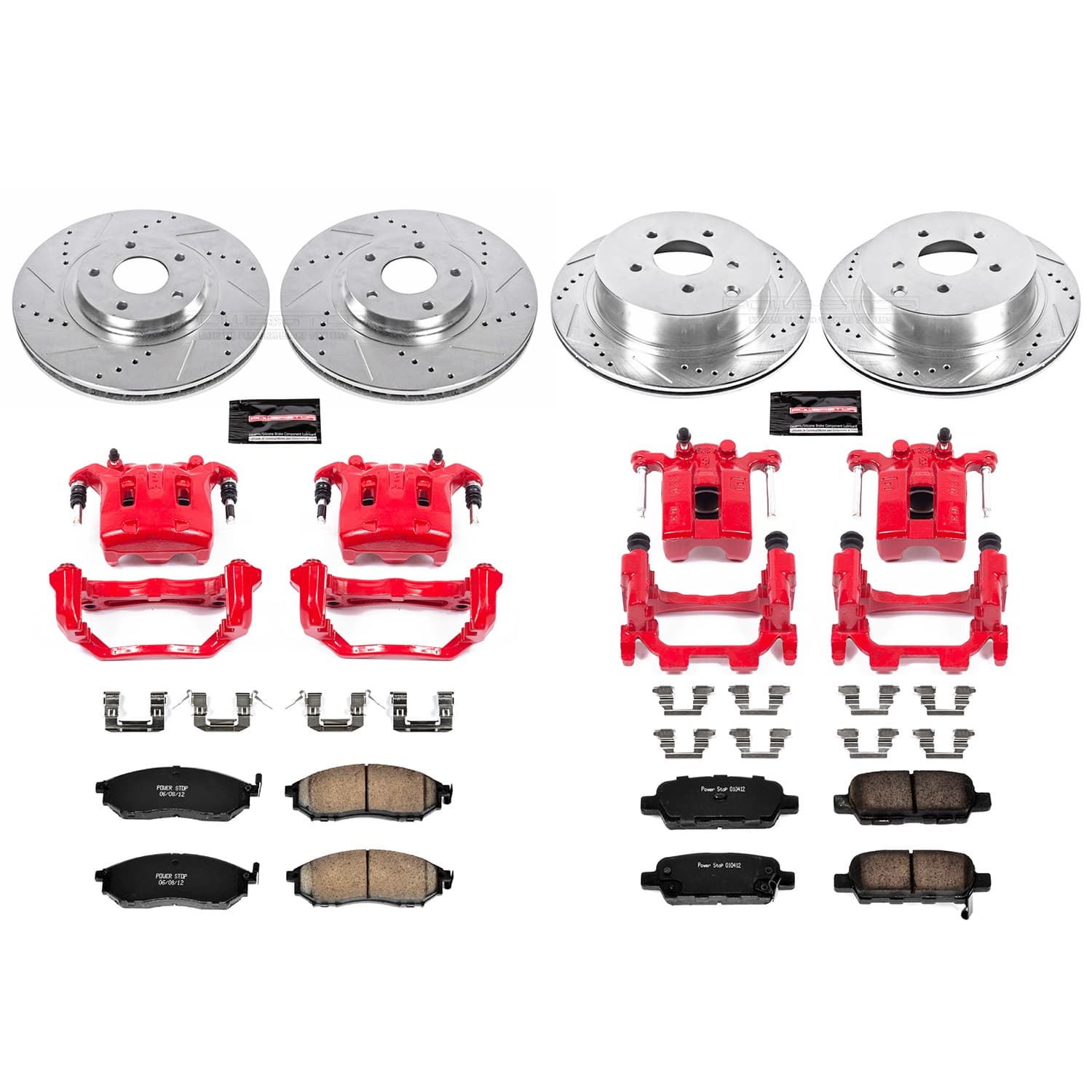 Power Stop - KC4476 - Front and Rear - Disc Brake Pad/Caliper and Rotor Kit image 1