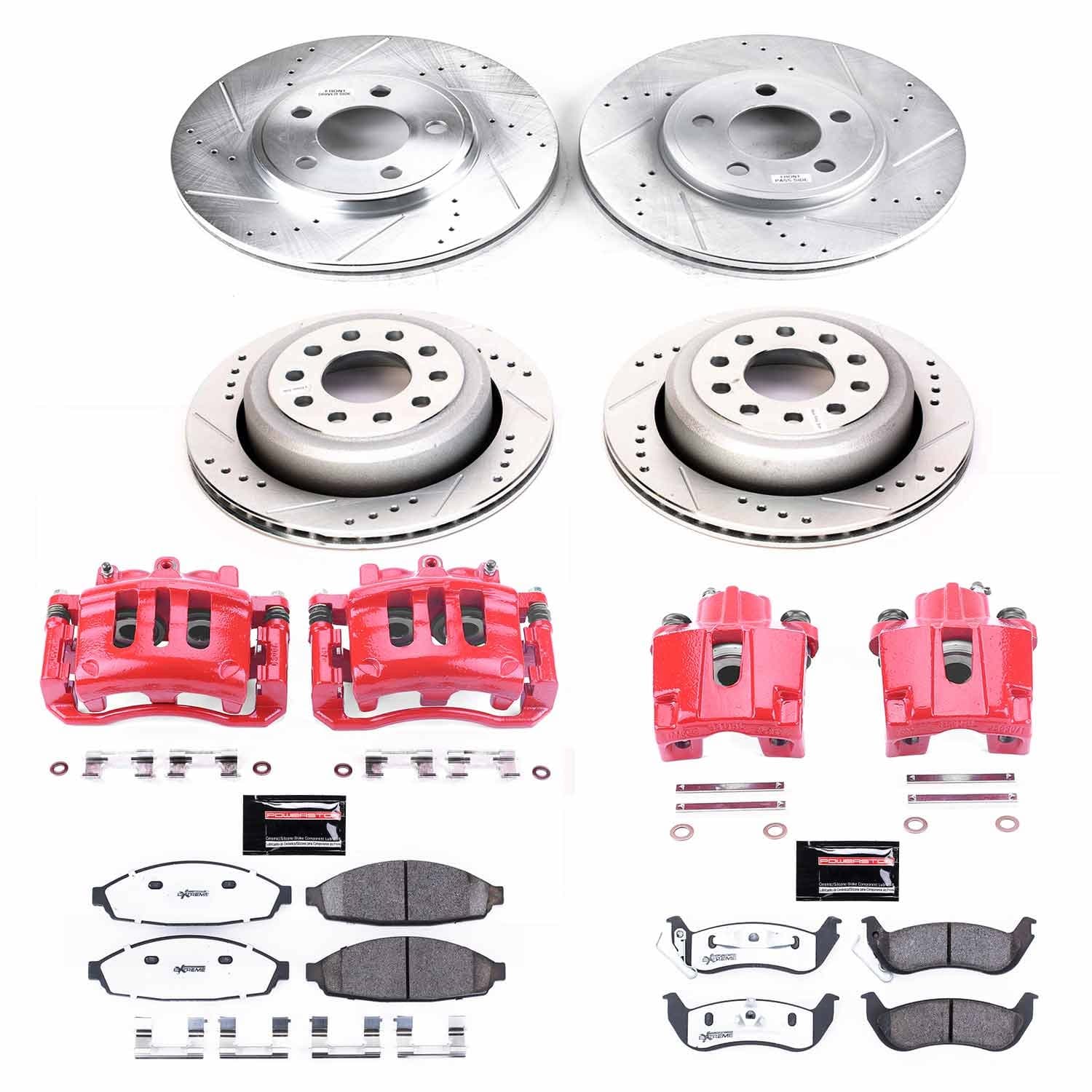 Power Stop - KC4486-26 - Front and Rear - Disc Brake Pad/Caliper and Rotor Kit image 1