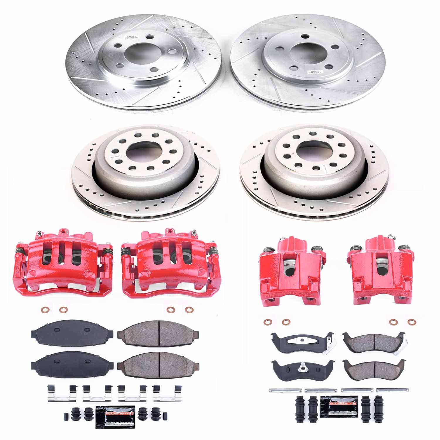 Power Stop - KC4486 - Front and Rear - Disc Brake Pad/Caliper and Rotor Kit image 1