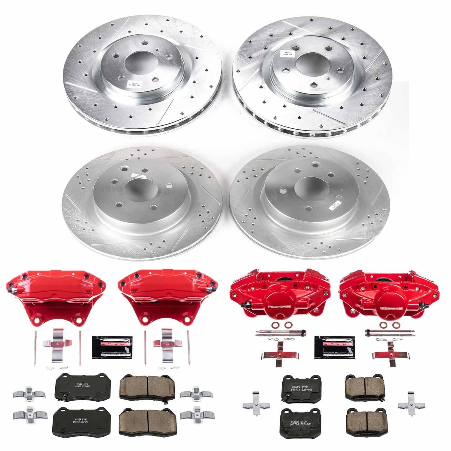 Power Stop - KC4488A - Front and Rear - Disc Brake Pad/Caliper and Rotor Kit image 1