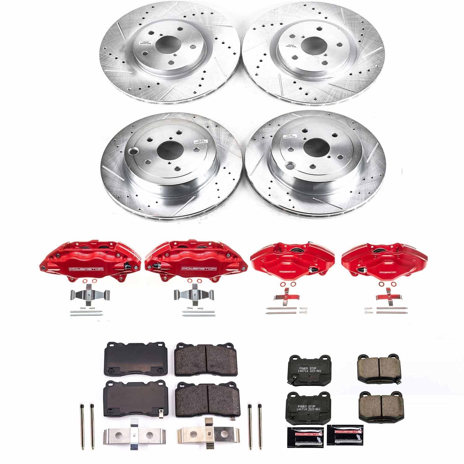 Power Stop - KC4490 - Front and Rear - Disc Brake Pad/Caliper and Rotor Kit image 1