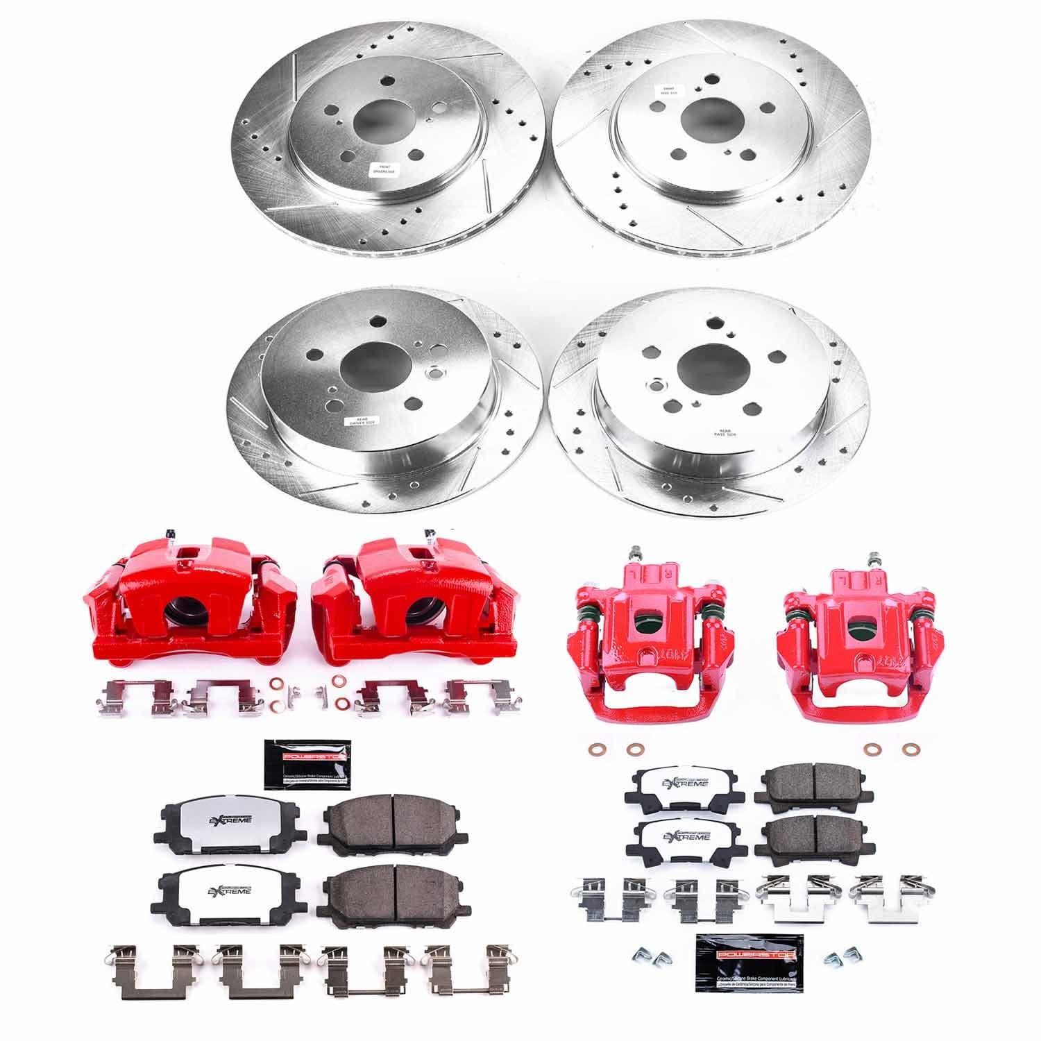 Power Stop - KC4530-36 - Front and Rear - Disc Brake Pad/Caliper and Rotor Kit image 1