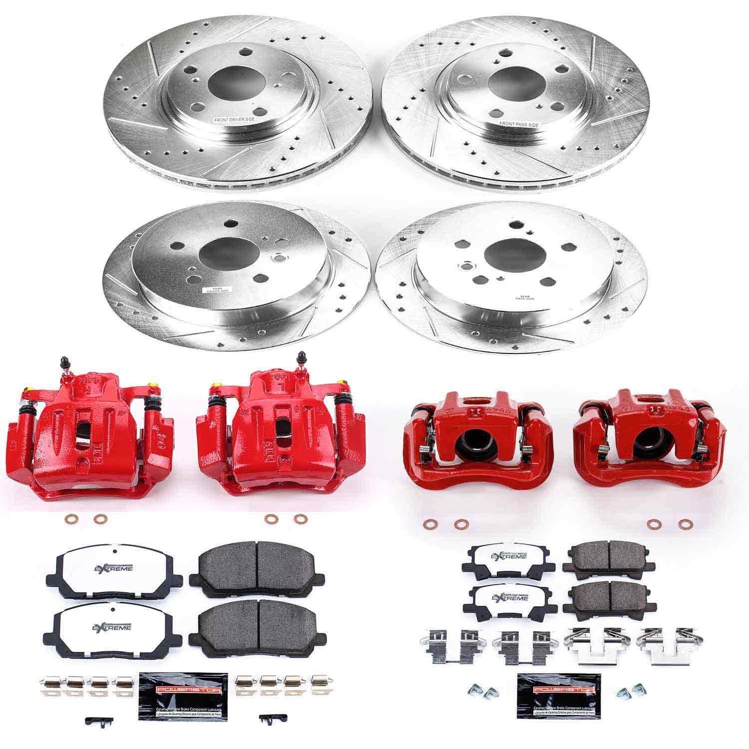 Power Stop - KC4531-36 - Front and Rear - Disc Brake Pad/Caliper and Rotor Kit image 1