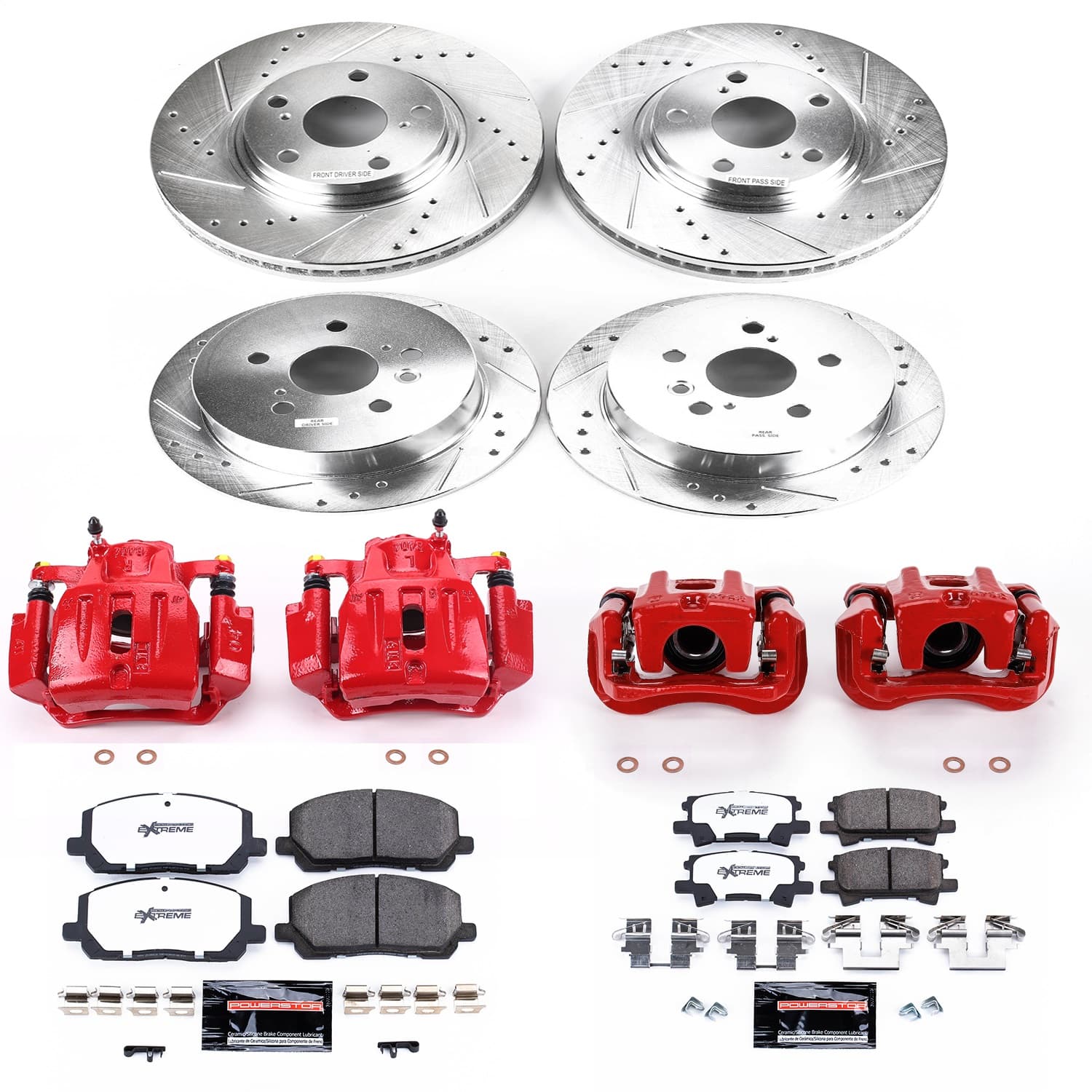 Power Stop - KC4531 - Front and Rear - Disc Brake Pad/Caliper and Rotor Kit image 1