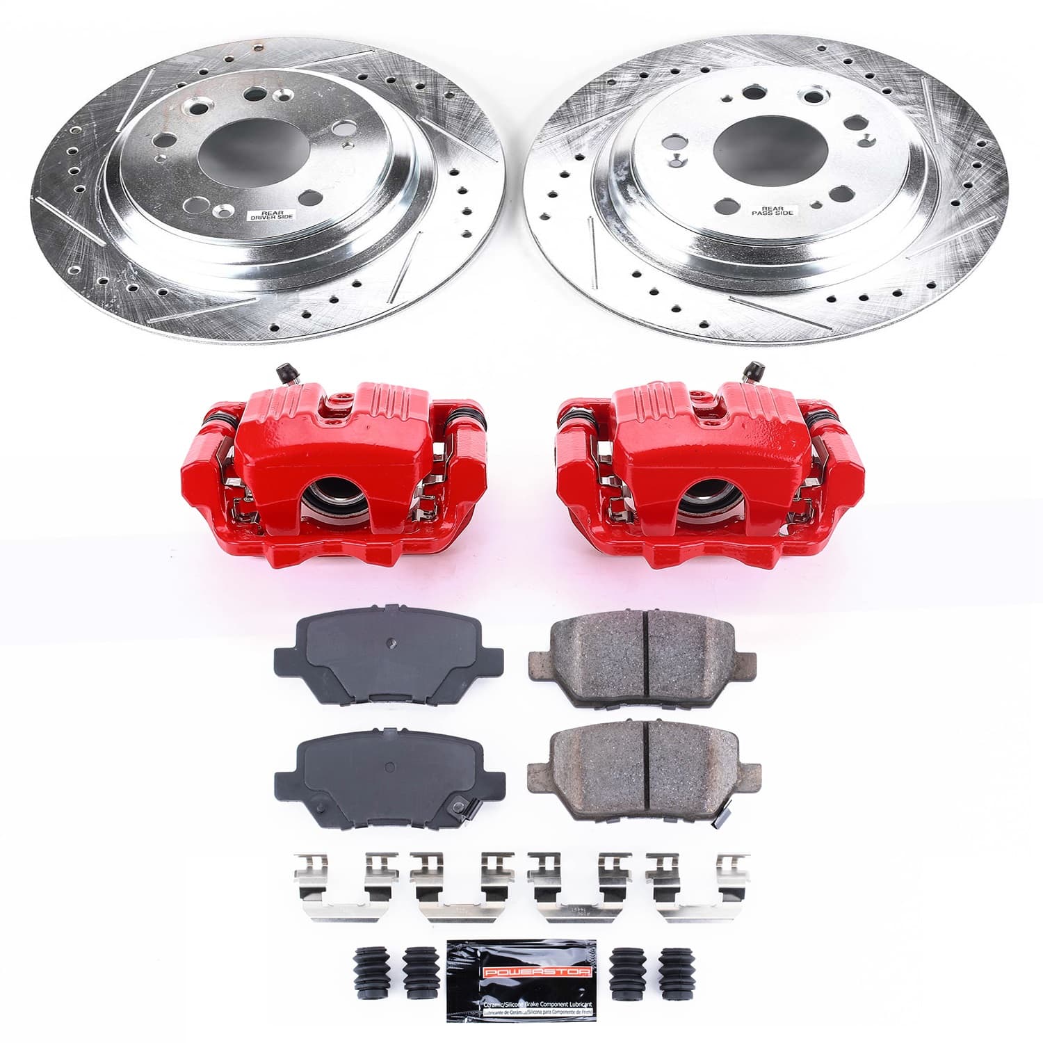 Power Stop - KC4605 - Rear - Disc Brake Pad/Caliper and Rotor Kit image 1