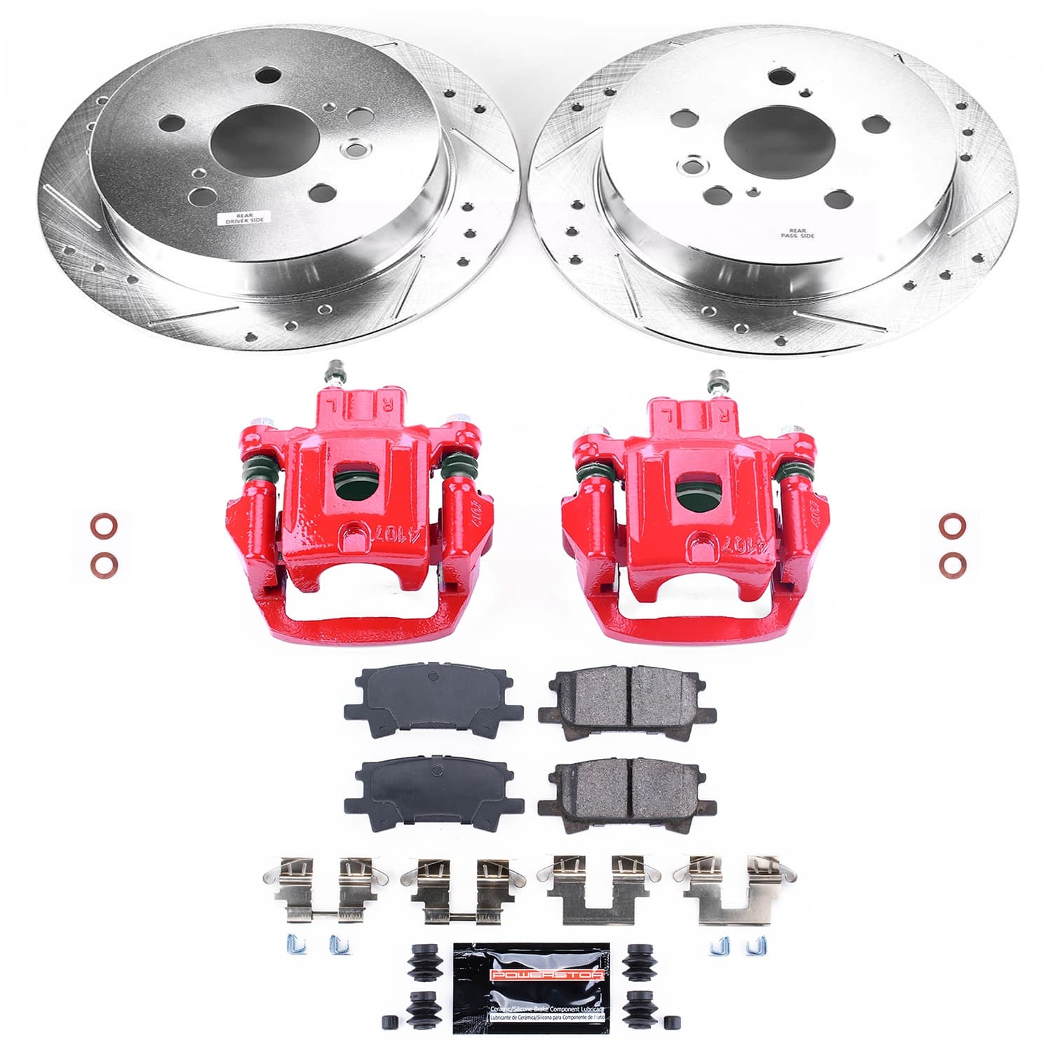 Power Stop - KC5333A - Rear - Disc Brake Pad/Caliper and Rotor Kit image 1