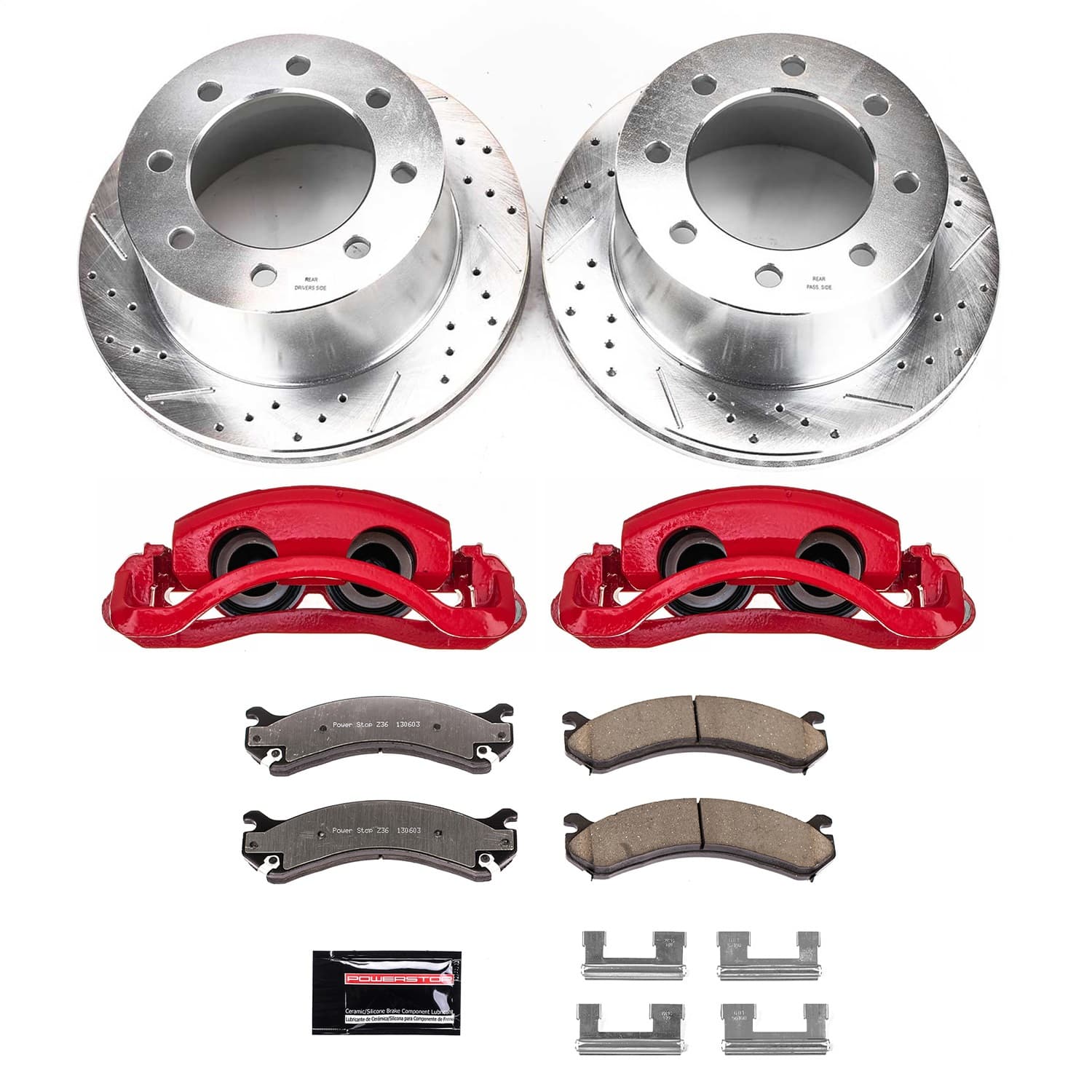 Power Stop - KC5337-36 - Rear - Disc Brake Pad/Caliper and Rotor Kit image 1