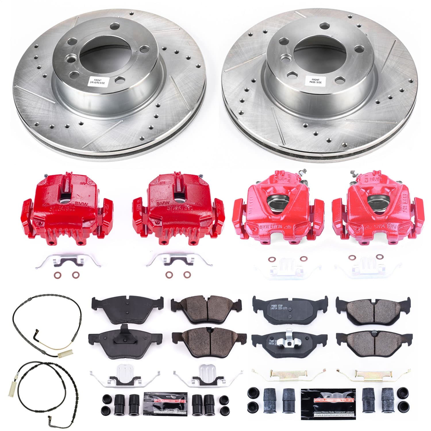 Power Stop - KC5357 - Front and Rear - Disc Brake Pad/Caliper and Rotor Kit image 1