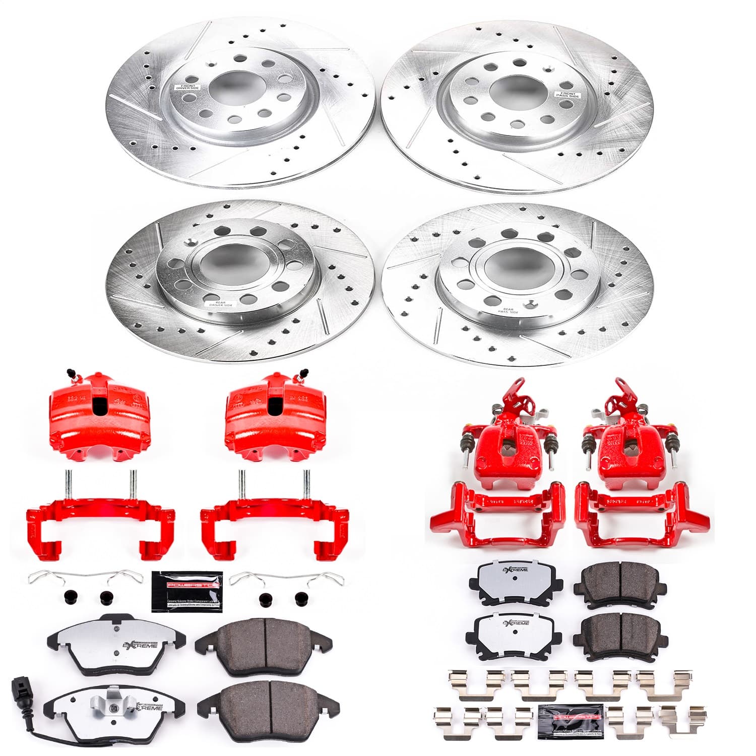 Power Stop - KC5363-26 - Front and Rear - Disc Brake Pad/Caliper and Rotor Kit image 1