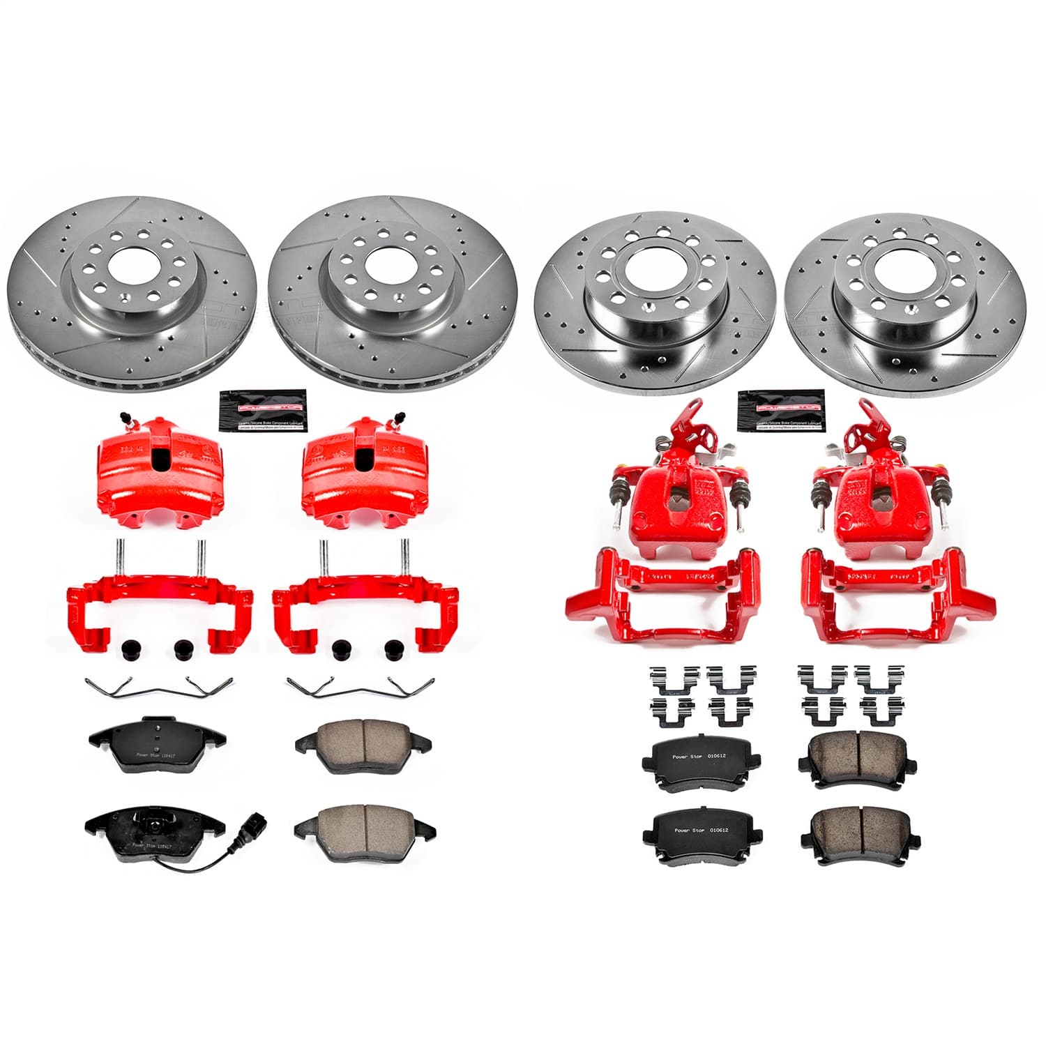 Power Stop - KC5363 - Front and Rear - Disc Brake Pad/Caliper and Rotor Kit image 1