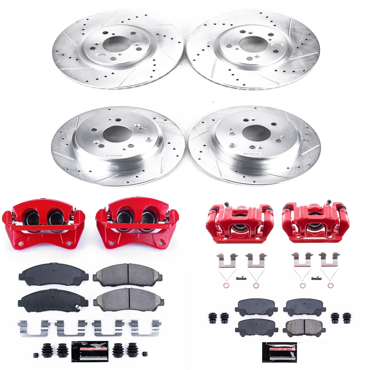 Power Stop - KC5369A - Front and Rear - Disc Brake Pad/Caliper and Rotor Kit image 1