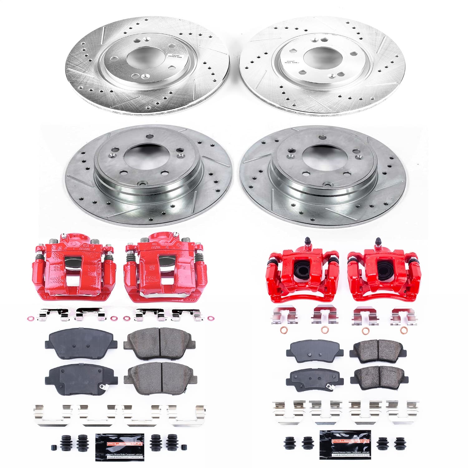 Power Stop - KC5376 - Front and Rear - Disc Brake Pad/Caliper and Rotor Kit image 1