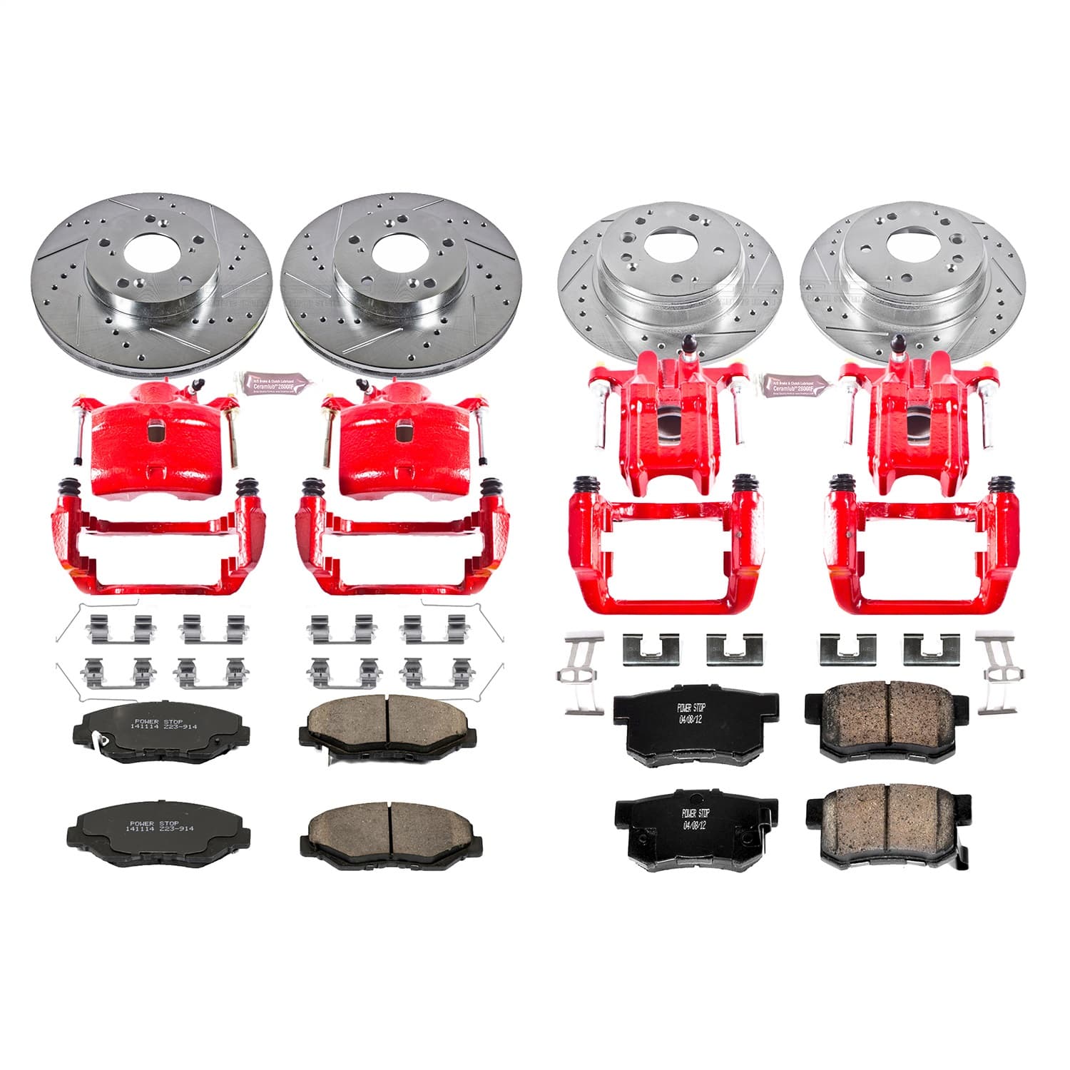 Power Stop - KC5389 - Front and Rear - Disc Brake Pad/Caliper and Rotor Kit image 1
