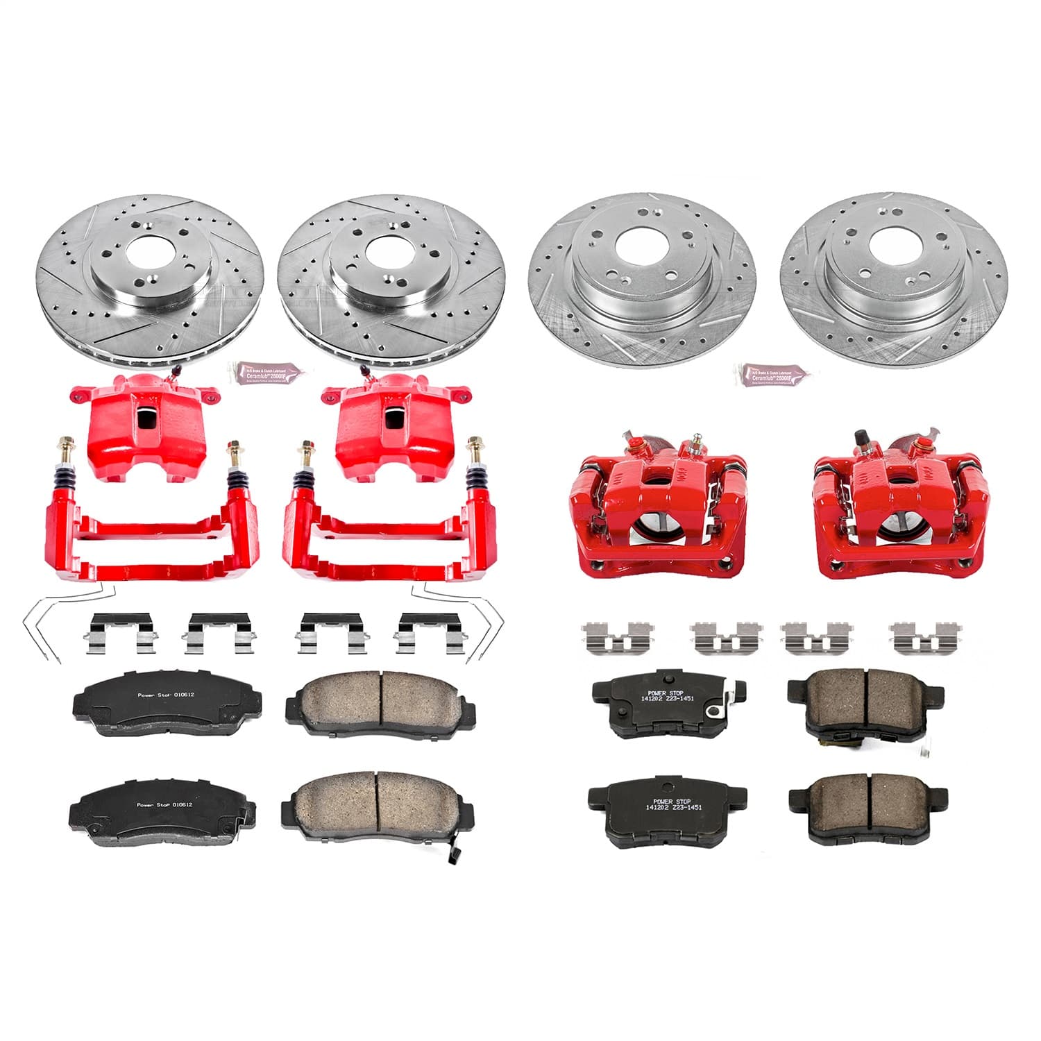 Power Stop - KC5391 - Front and Rear - Disc Brake Pad/Caliper and Rotor Kit image 1