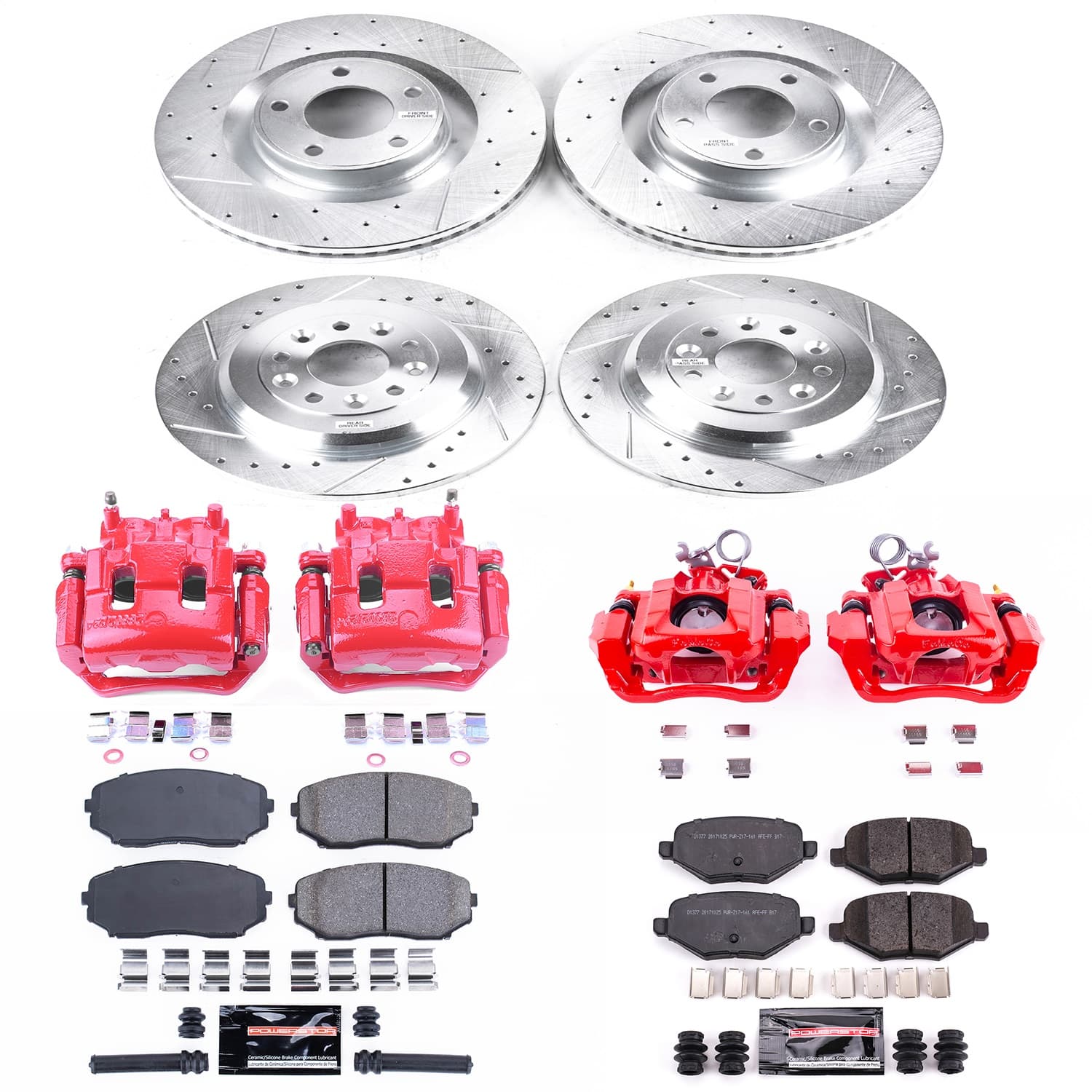 Power Stop - KC5452 - Front and Rear - Disc Brake Pad/Caliper and Rotor Kit image 1