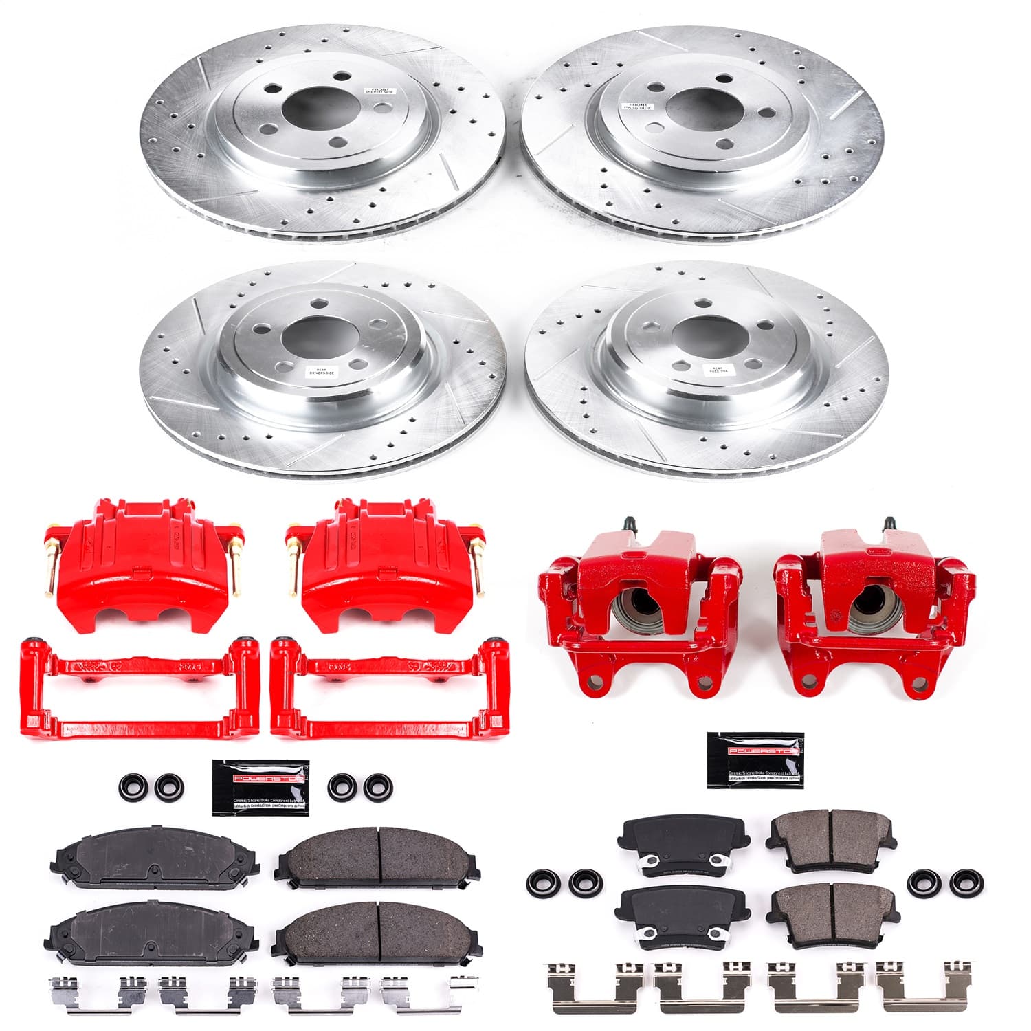 Power Stop - KC5457 - Front and Rear - Disc Brake Pad/Caliper and Rotor Kit image 1