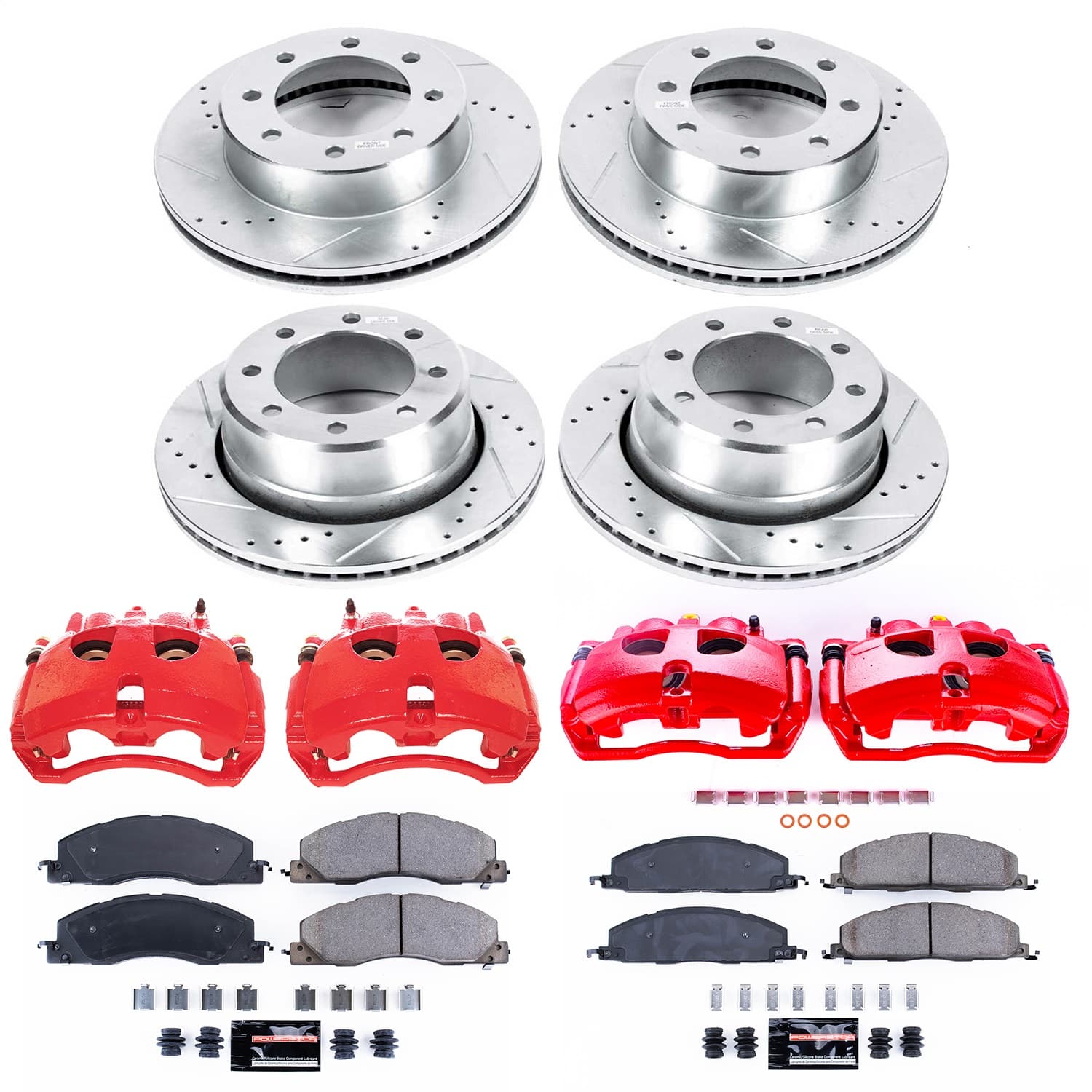 Power Stop - KC5458A - Front and Rear - Disc Brake Pad/Caliper and Rotor Kit image 1