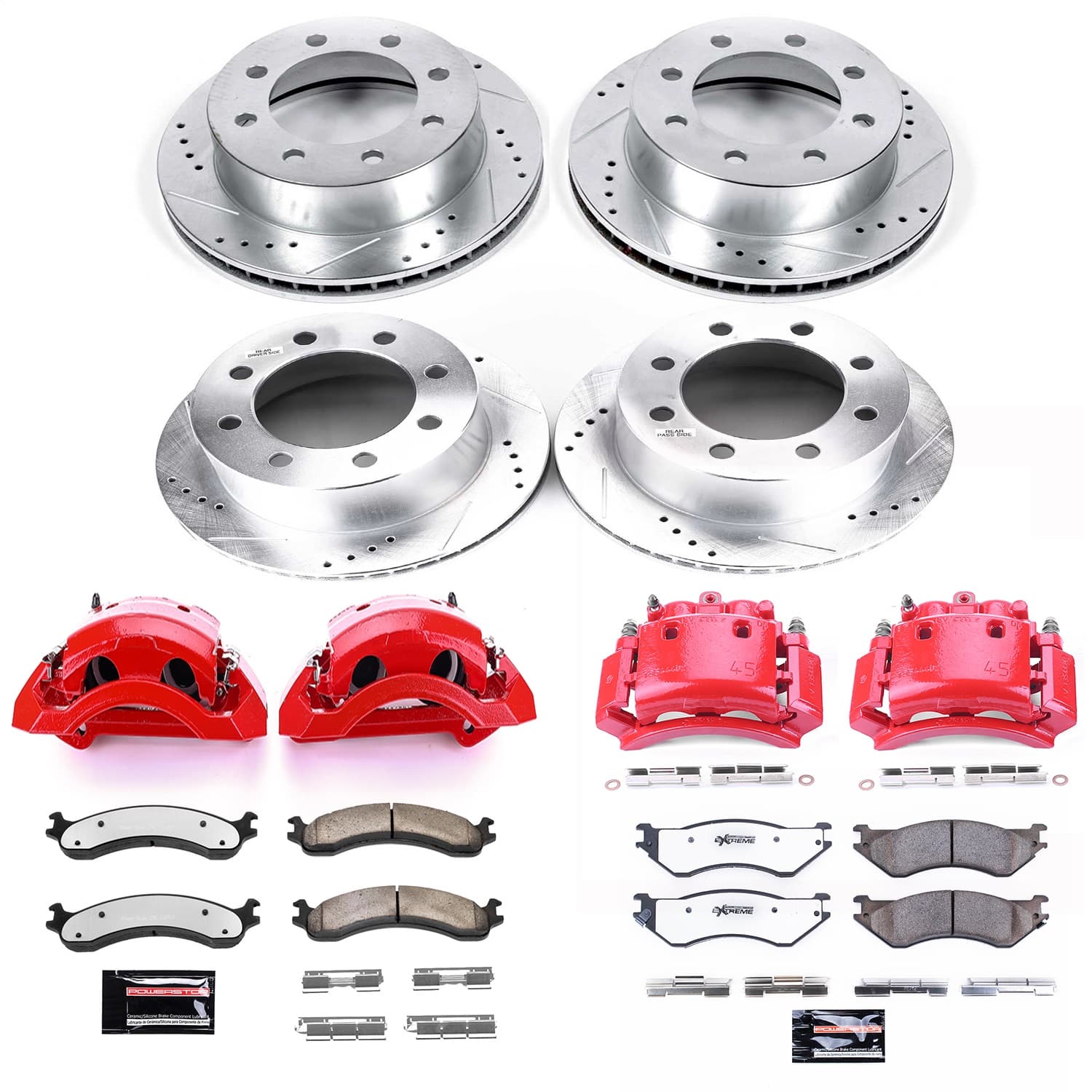 Power Stop - KC5466-36 - Front and Rear - Disc Brake Pad/Caliper and Rotor Kit image 1