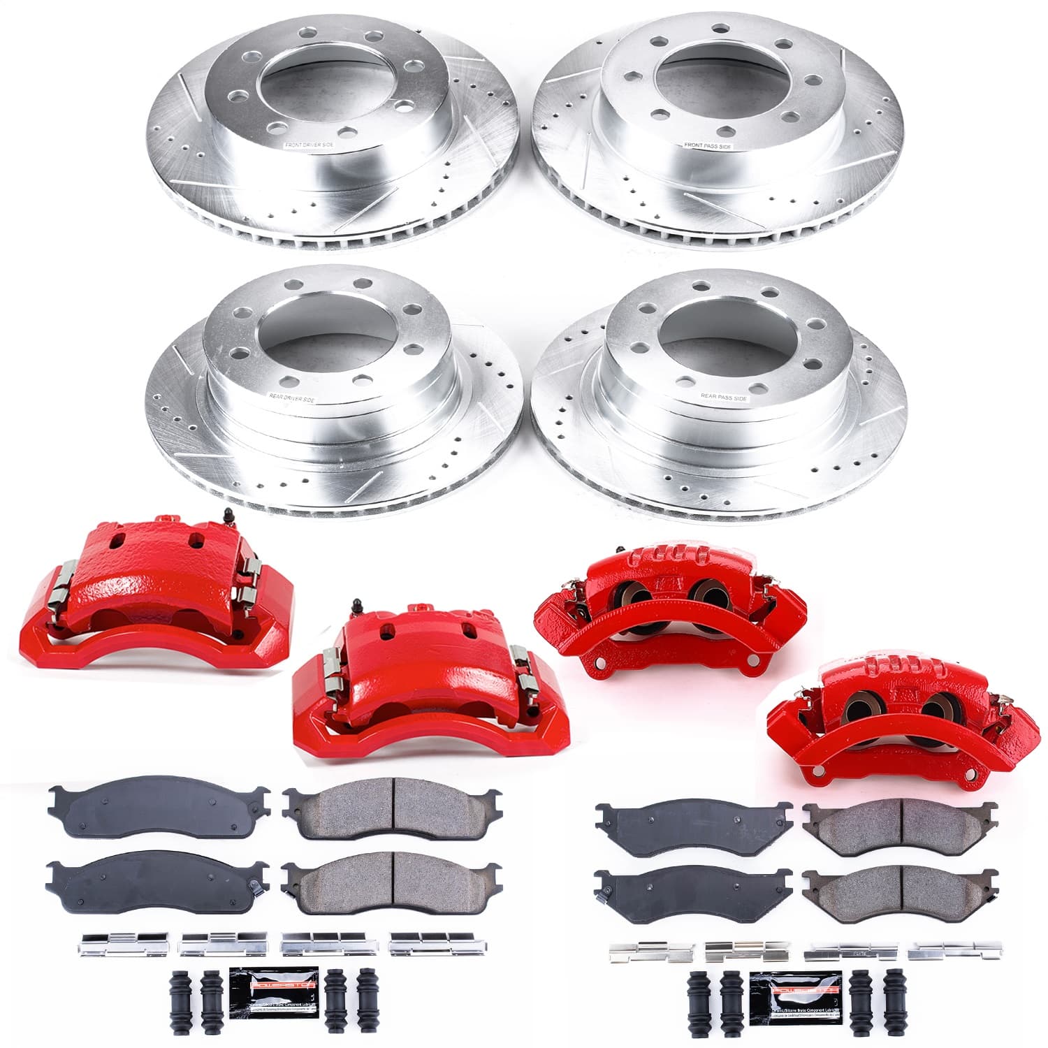 Power Stop - KC5468 - Front and Rear - Disc Brake Pad/Caliper and Rotor Kit image 1