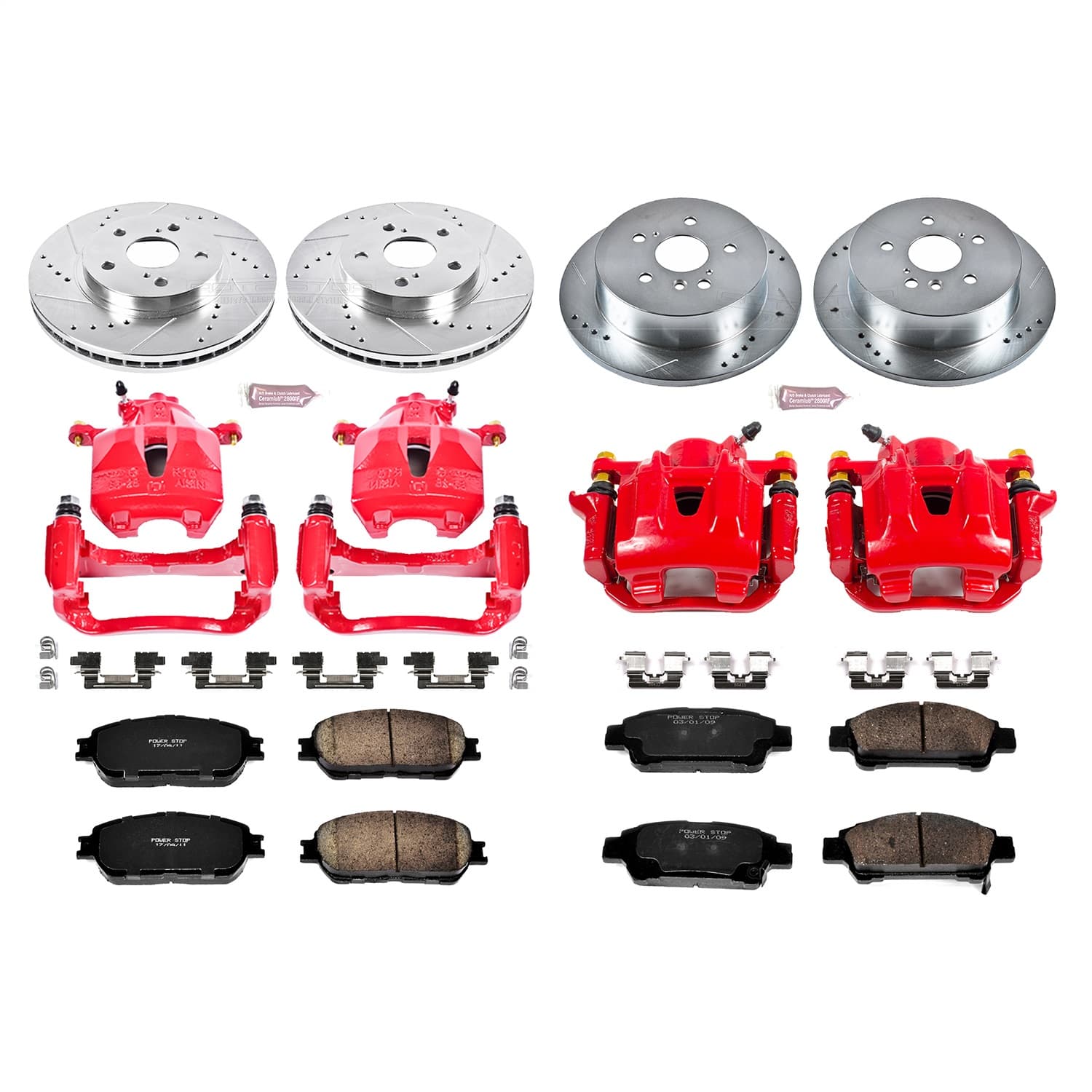 Power Stop - KC5476 - Front and Rear - Disc Brake Pad/Caliper and Rotor Kit image 1