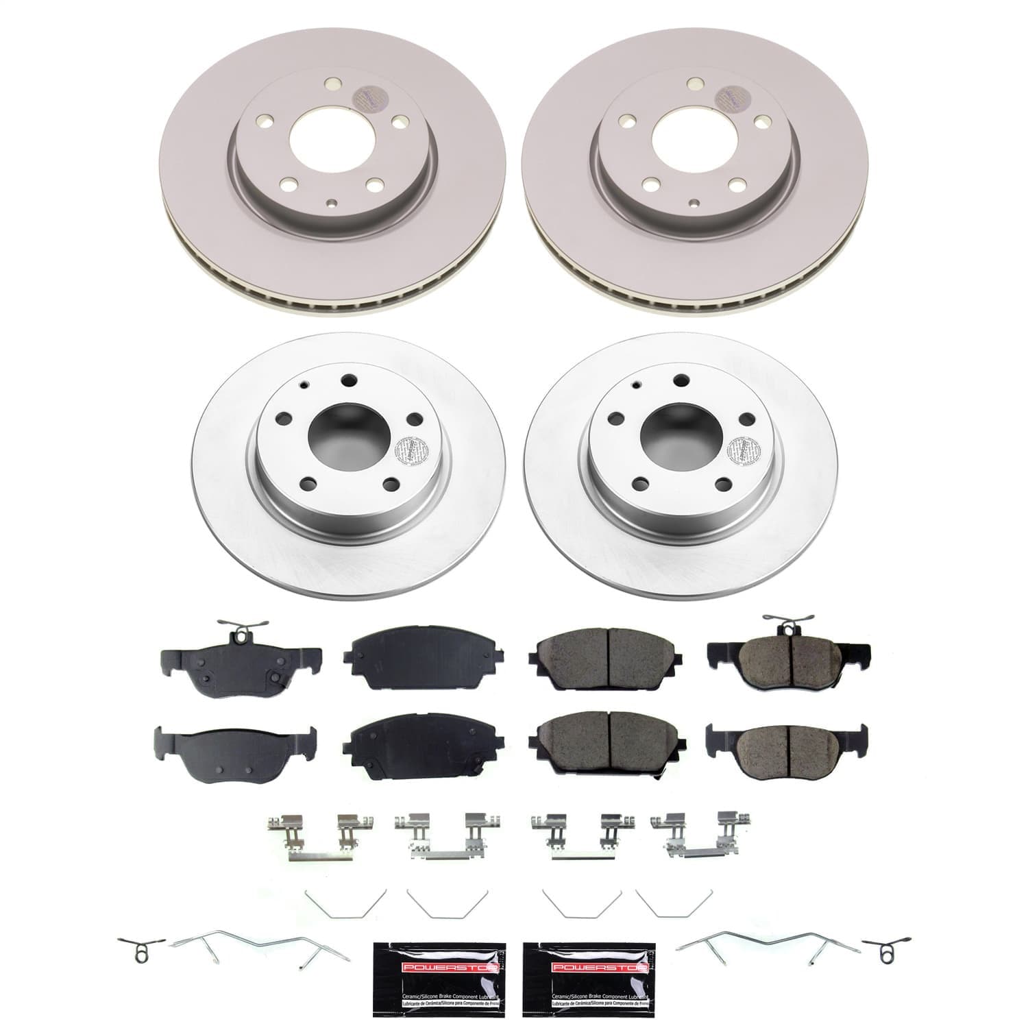 Power Stop - KC5477 - Front and Rear - Disc Brake Pad/Caliper and Rotor Kit image 1