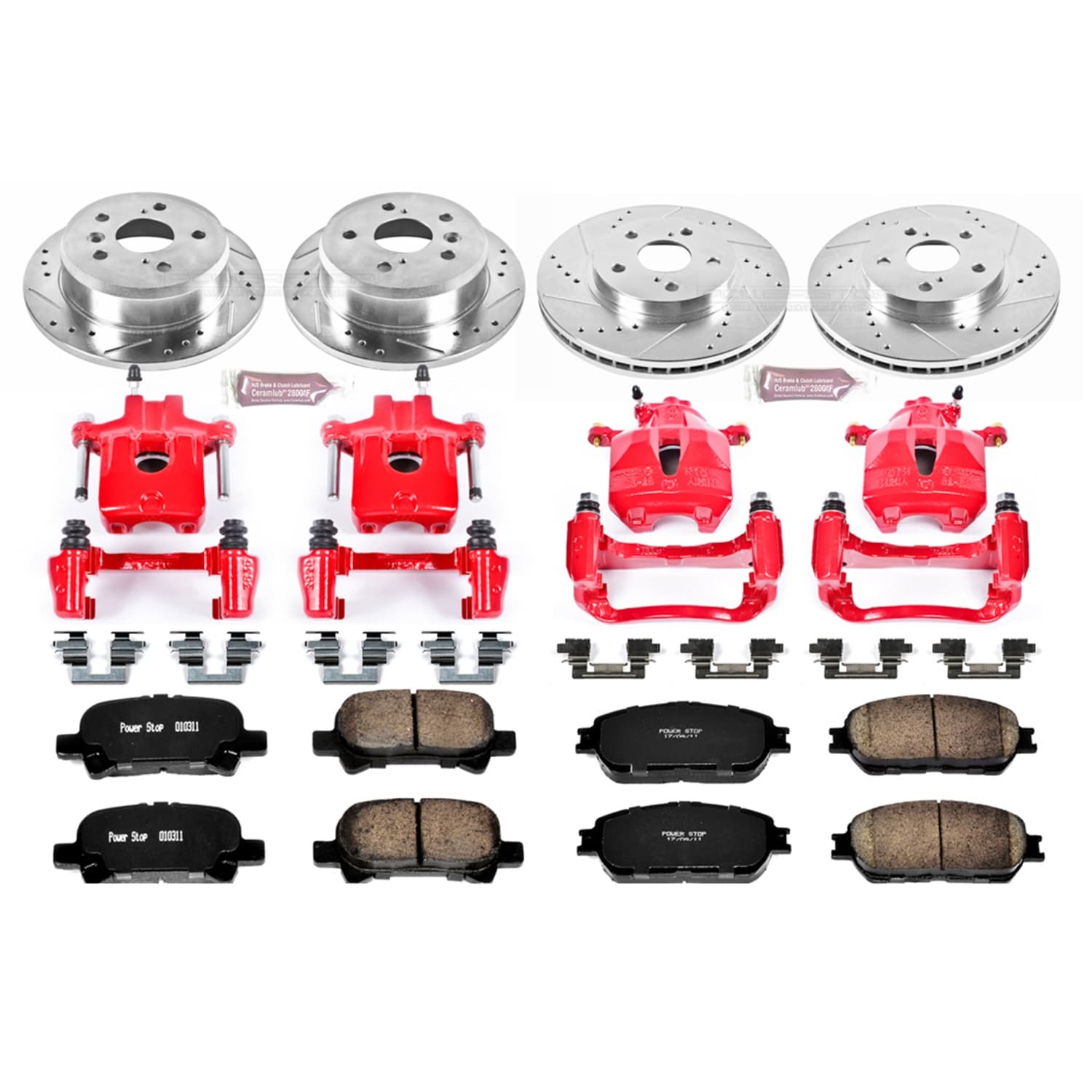 Power Stop - KC5482 - Front and Rear - Disc Brake Pad/Caliper and Rotor Kit image 1
