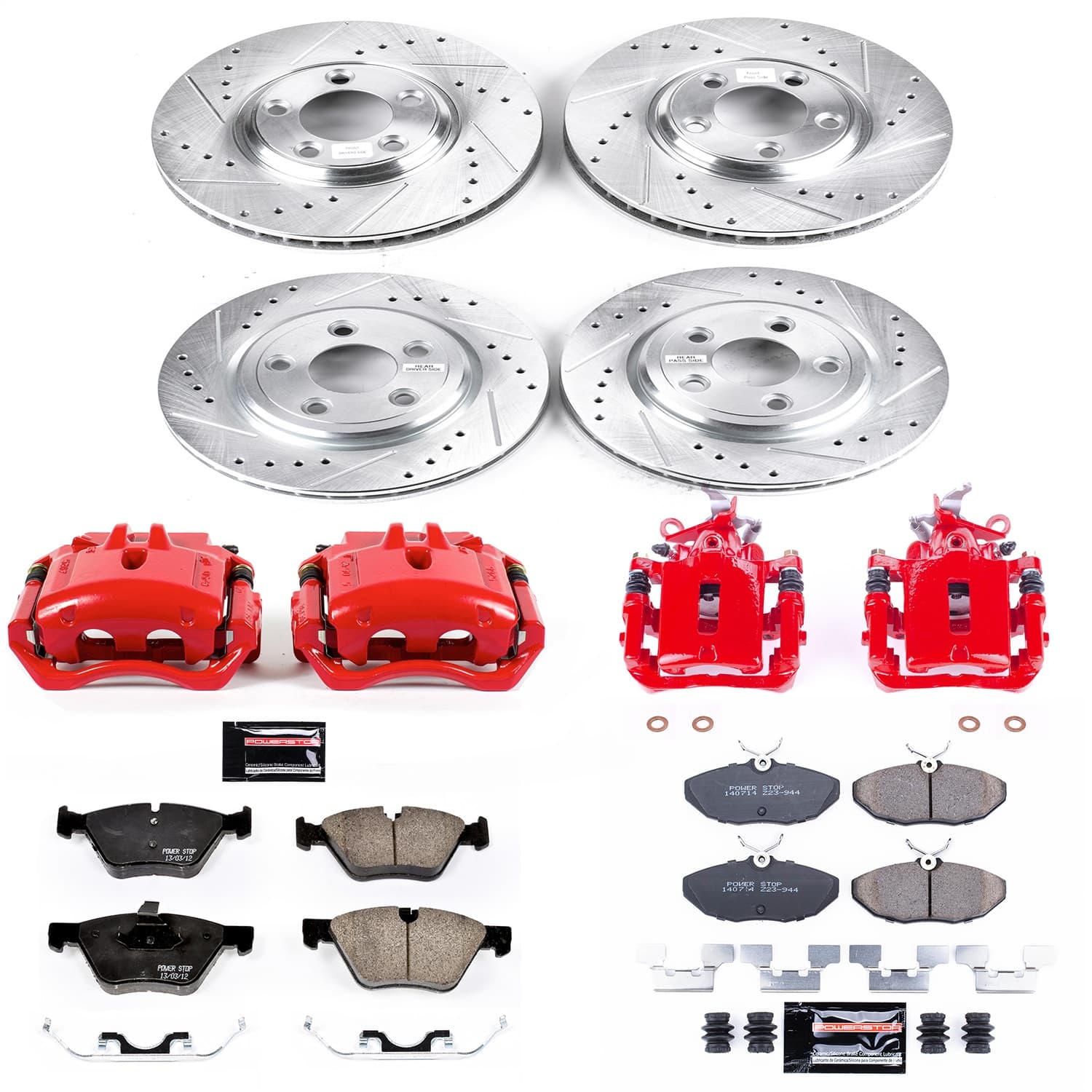 Power Stop - KC5506 - Front and Rear - Disc Brake Pad/Caliper and Rotor Kit image 1