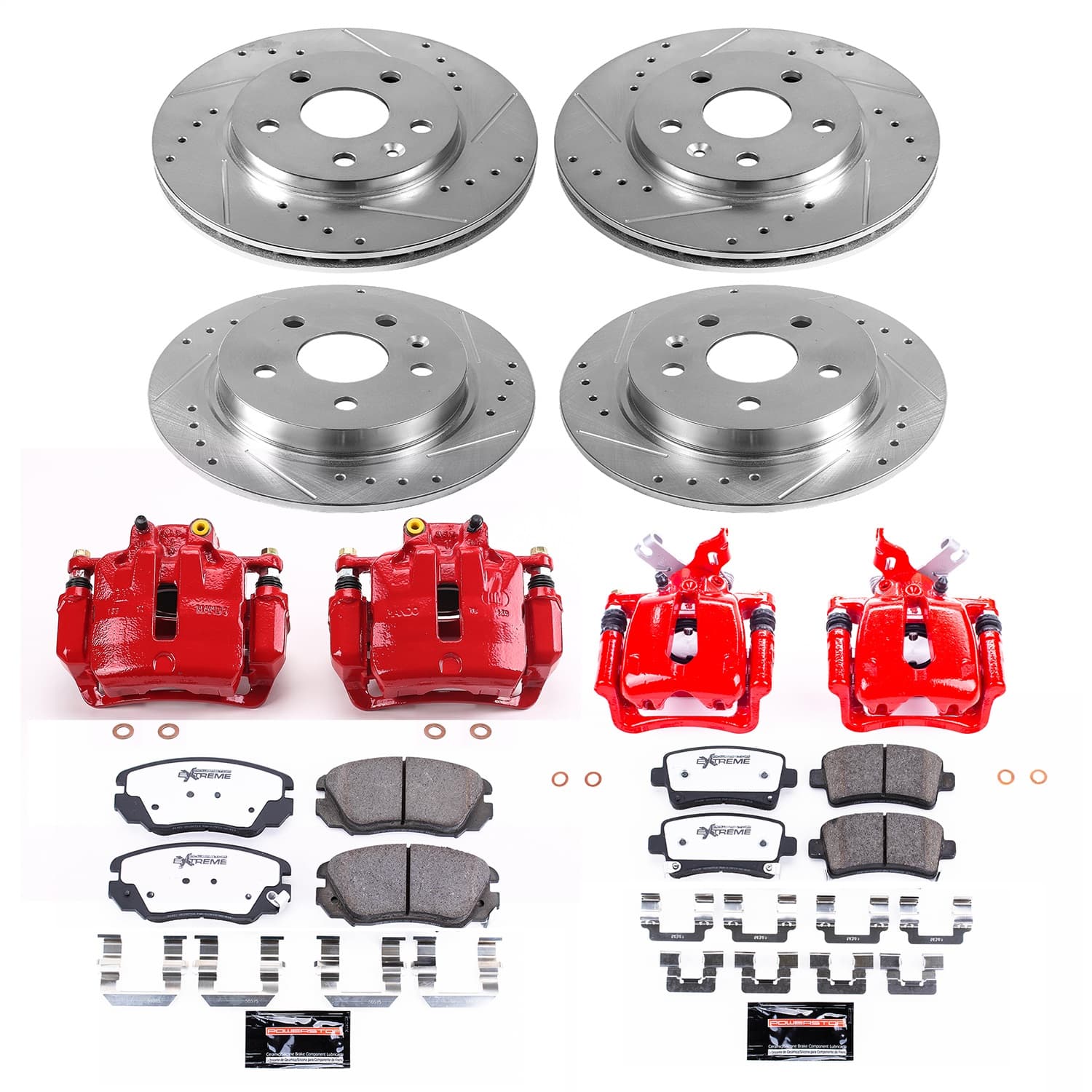 Power Stop - KC5523-26 - Front and Rear - Disc Brake Pad/Caliper and Rotor Kit image 1