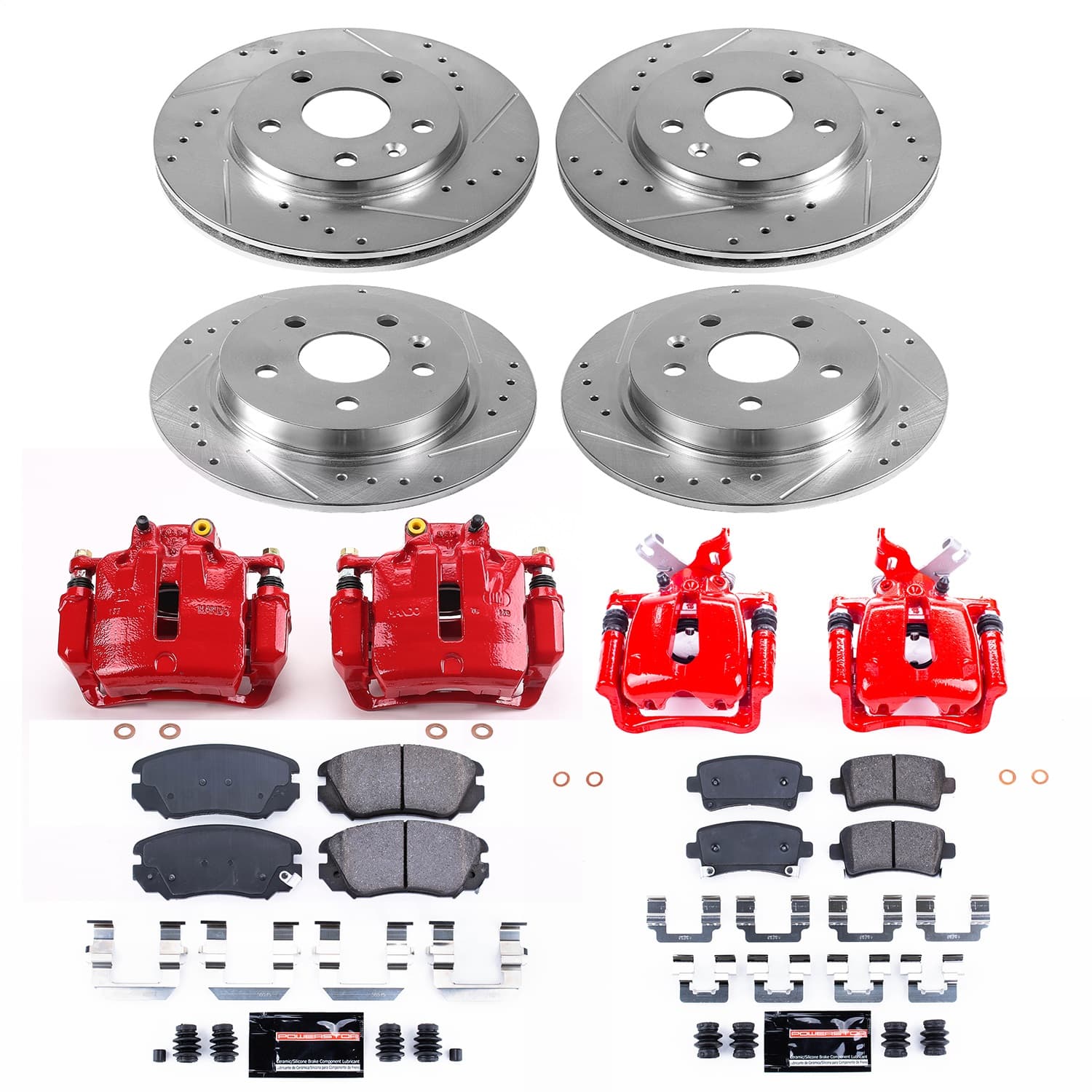 Power Stop - KC5523 - Front and Rear - Disc Brake Pad/Caliper and Rotor Kit image 1