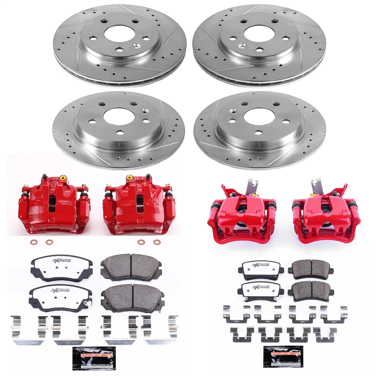 Power Stop - KC5523A-26 - Front and Rear - Disc Brake Pad/Caliper and Rotor Kit image 1