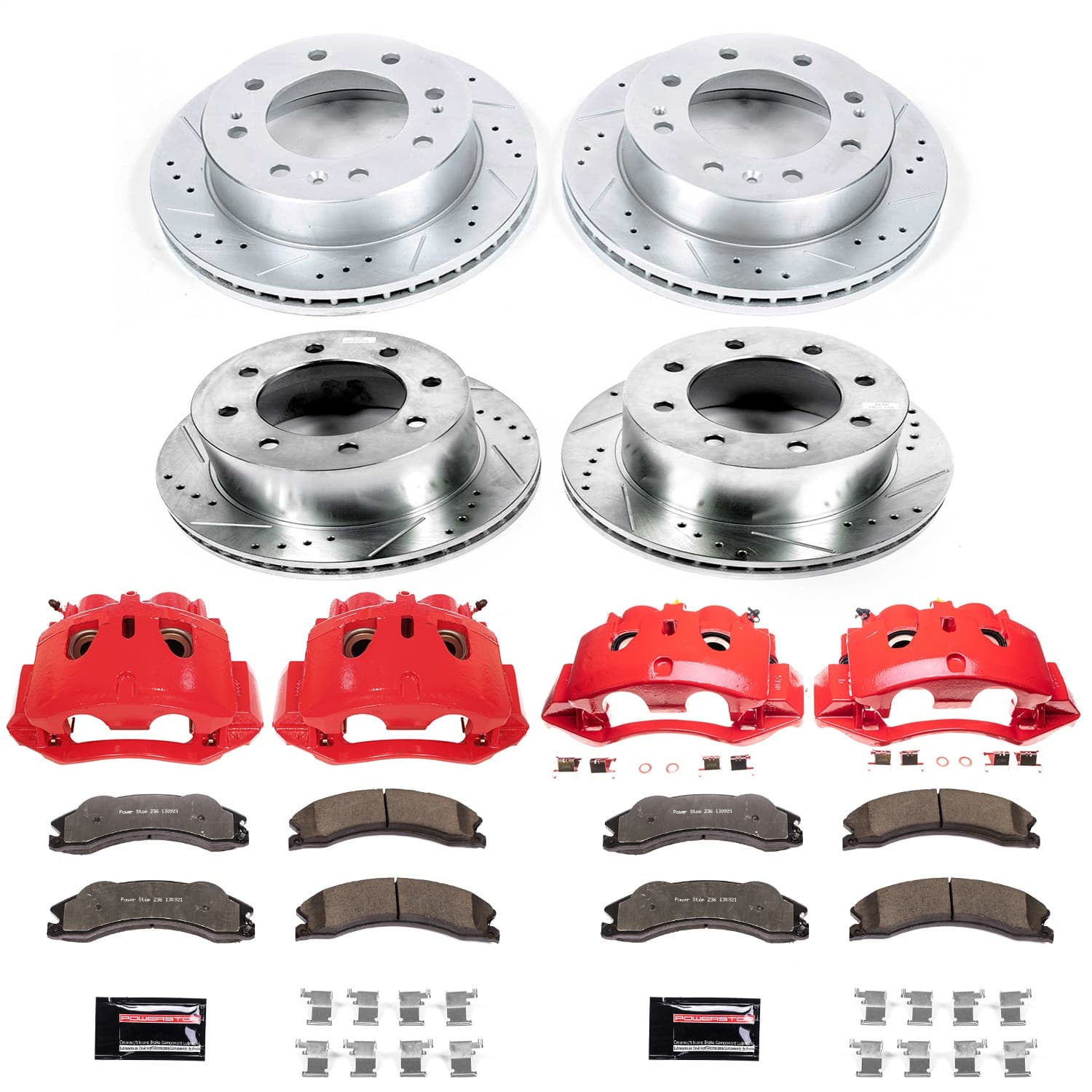Power Stop - KC5560-36 - Front and Rear - Disc Brake Pad/Caliper and Rotor Kit image 1