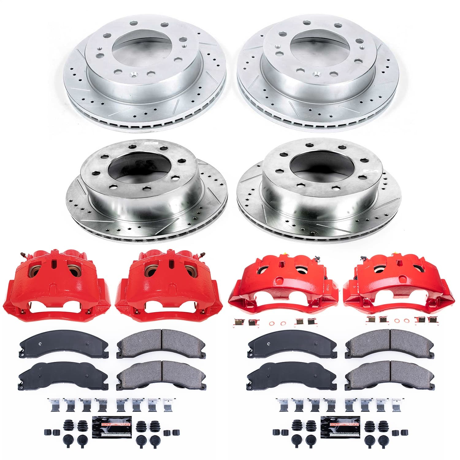 Power Stop - KC5560 - Front and Rear - Disc Brake Pad/Caliper and Rotor Kit image 1