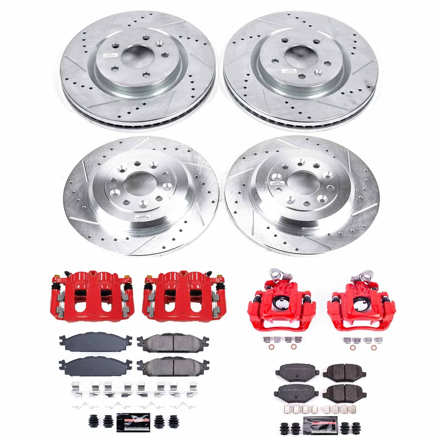 Power Stop - KC5584A - Front and Rear - Disc Brake Pad/Caliper and Rotor Kit image 1