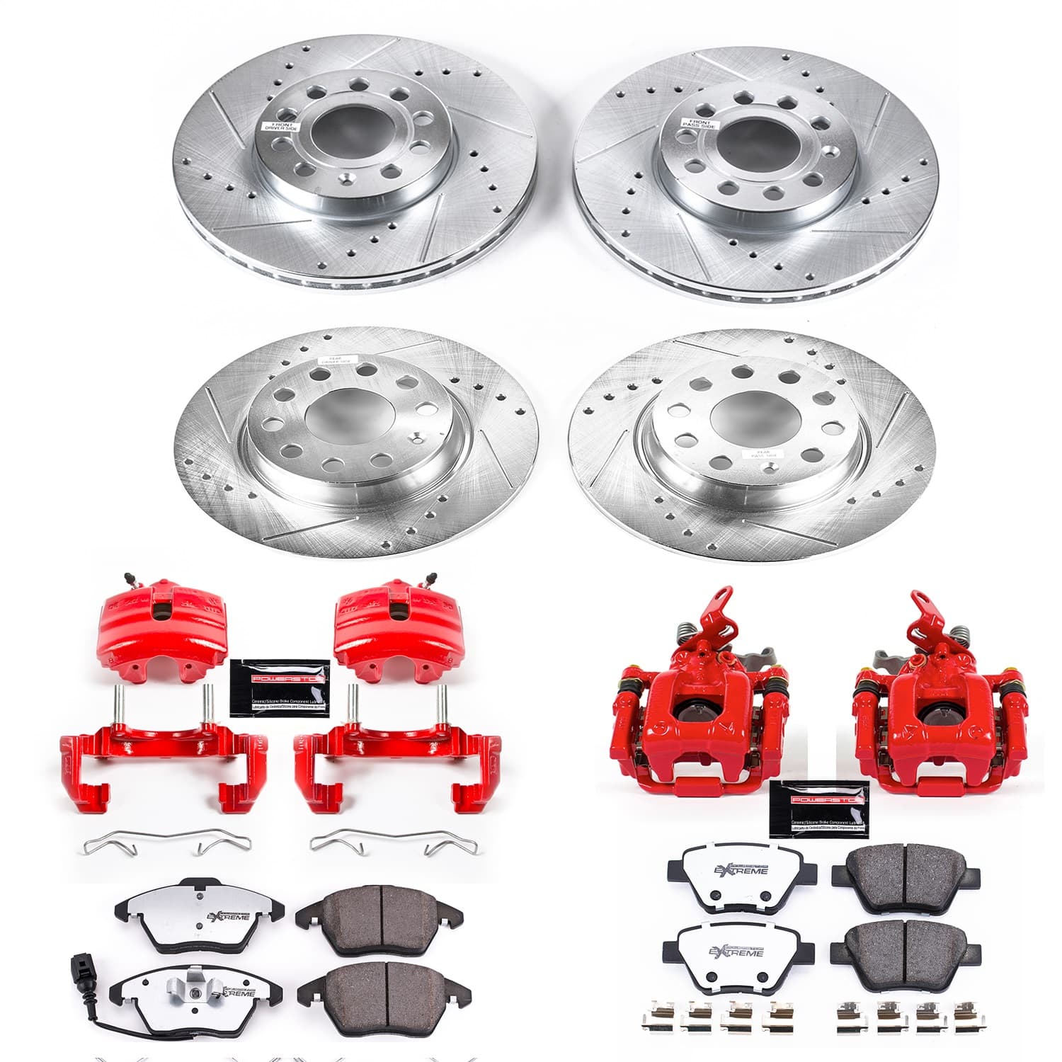 Power Stop - KC5747-26 - Front and Rear - Disc Brake Pad/Caliper and Rotor Kit image 1
