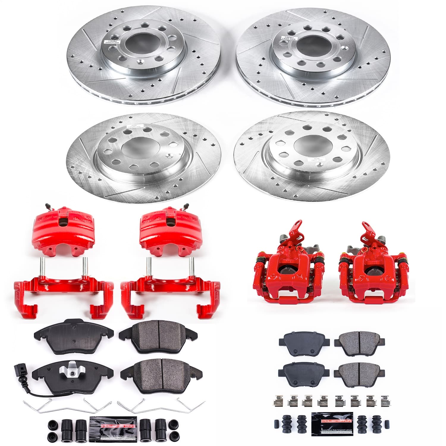 Power Stop - KC5747 - Front and Rear - Disc Brake Pad/Caliper and Rotor Kit image 1