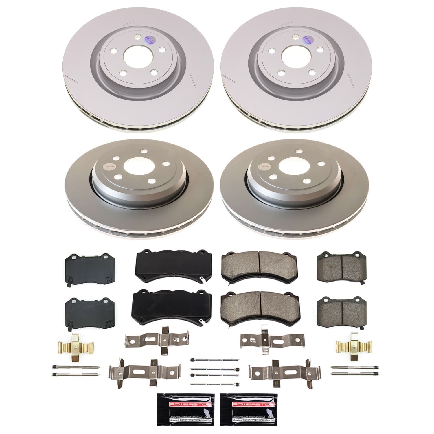 Power Stop - KC5747A - Front and Rear - Disc Brake Pad/Caliper and Rotor Kit image 1