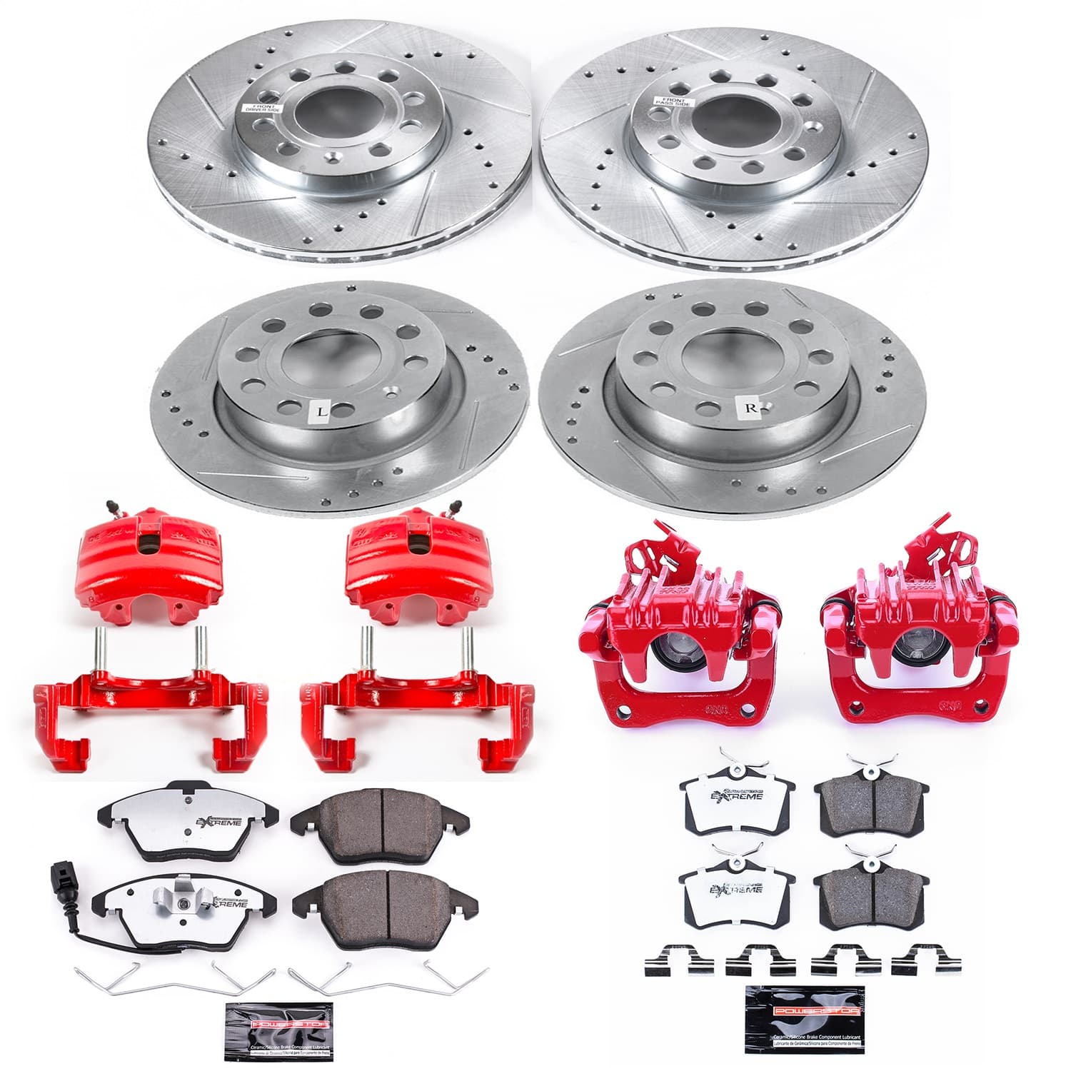 Power Stop - KC5749-26 - Front and Rear - Disc Brake Pad/Caliper and Rotor Kit image 1