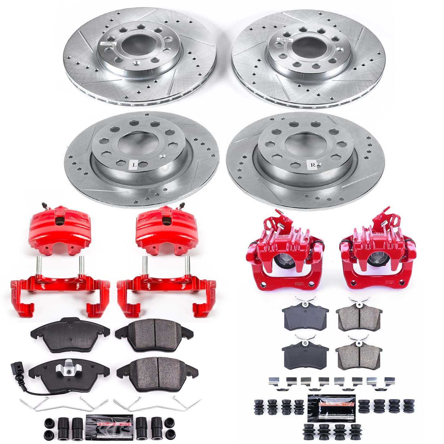 Power Stop - KC5749 - Front and Rear - Disc Brake Pad/Caliper and Rotor Kit image 1