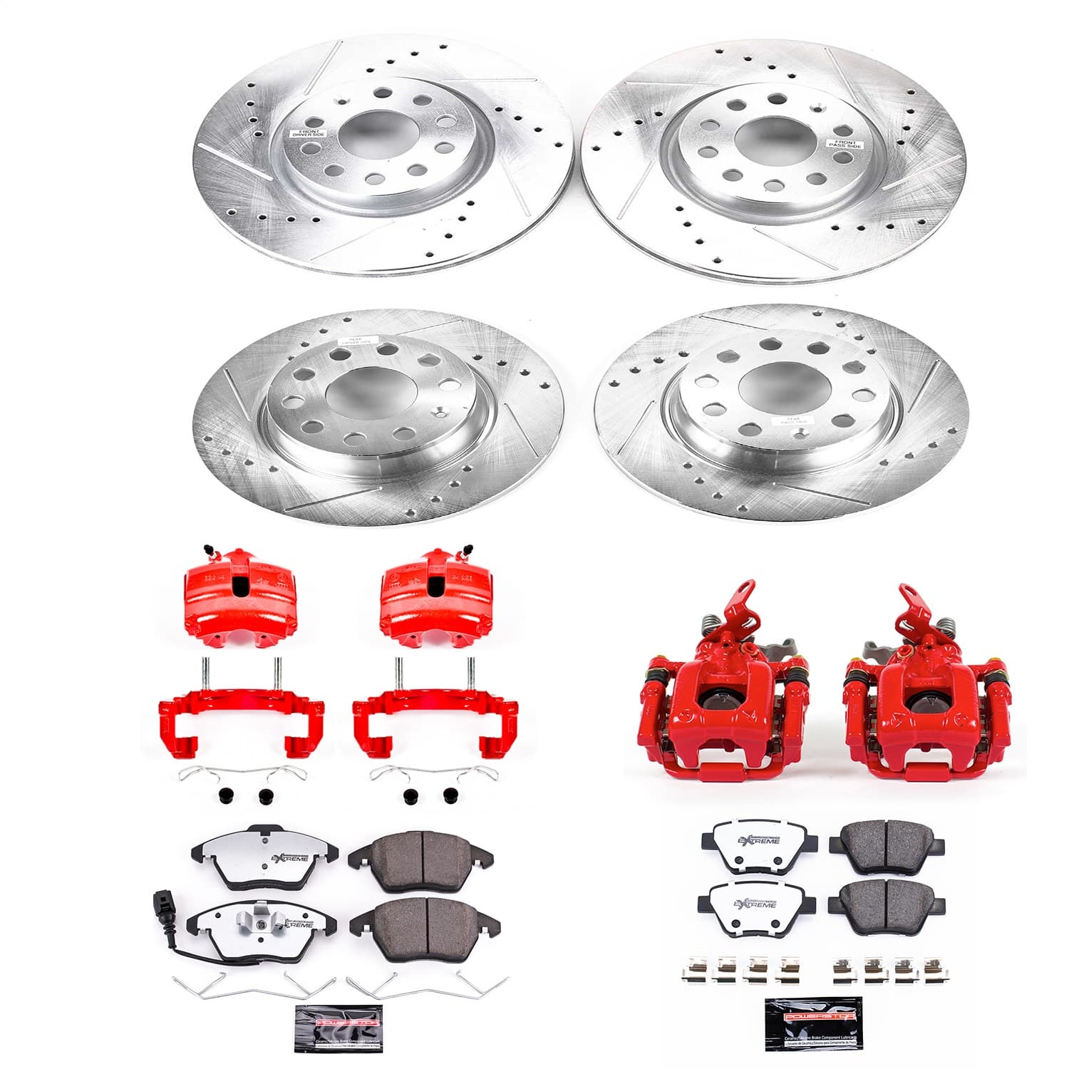 Power Stop - KC5801-26 - Front and Rear - Disc Brake Pad/Caliper and Rotor Kit image 1