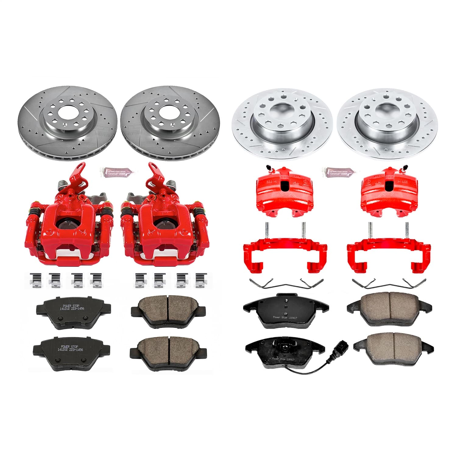 Power Stop - KC5801 - Front and Rear - Disc Brake Pad/Caliper and Rotor Kit image 1