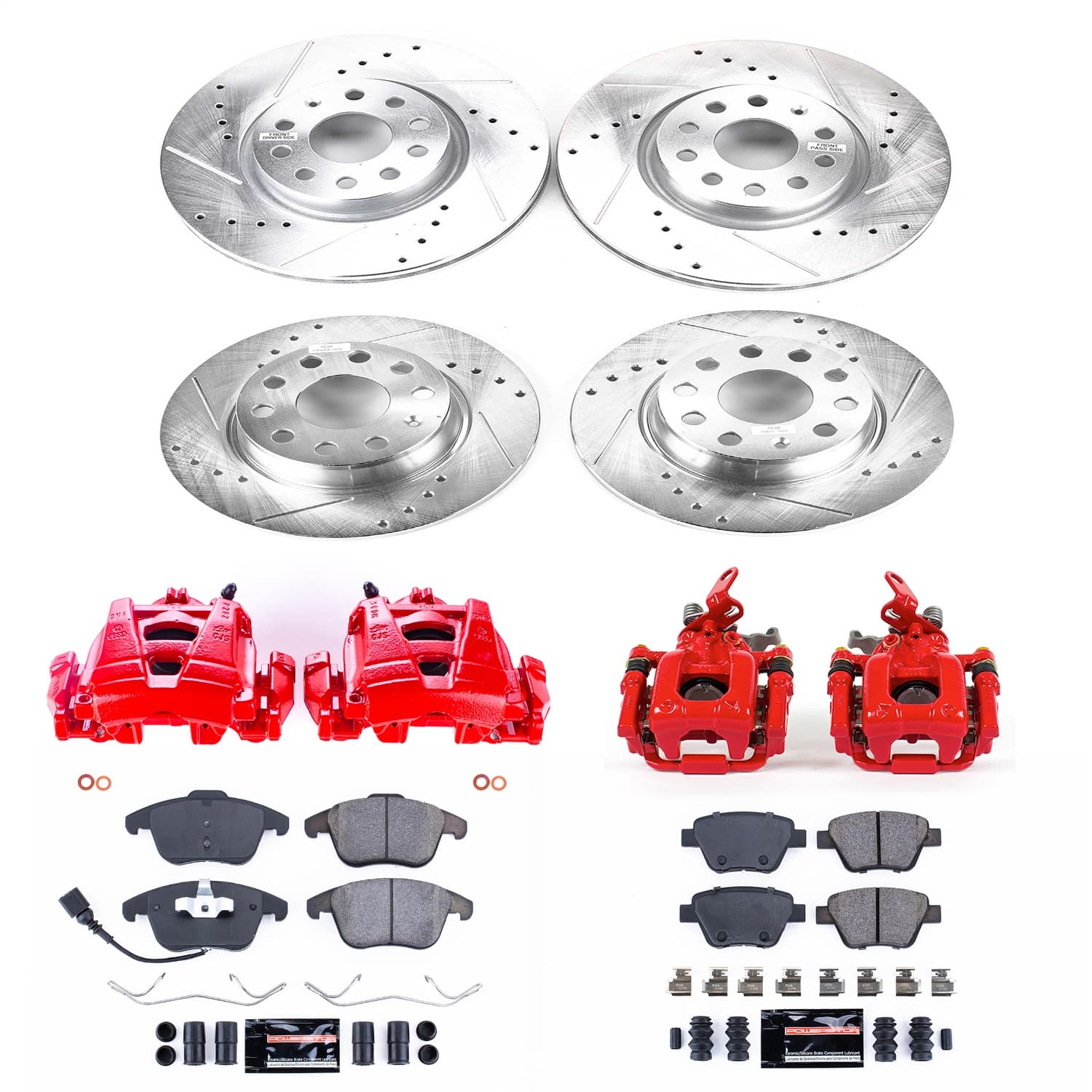 Power Stop - KC5803 - Front and Rear - Disc Brake Pad/Caliper and Rotor Kit image 1