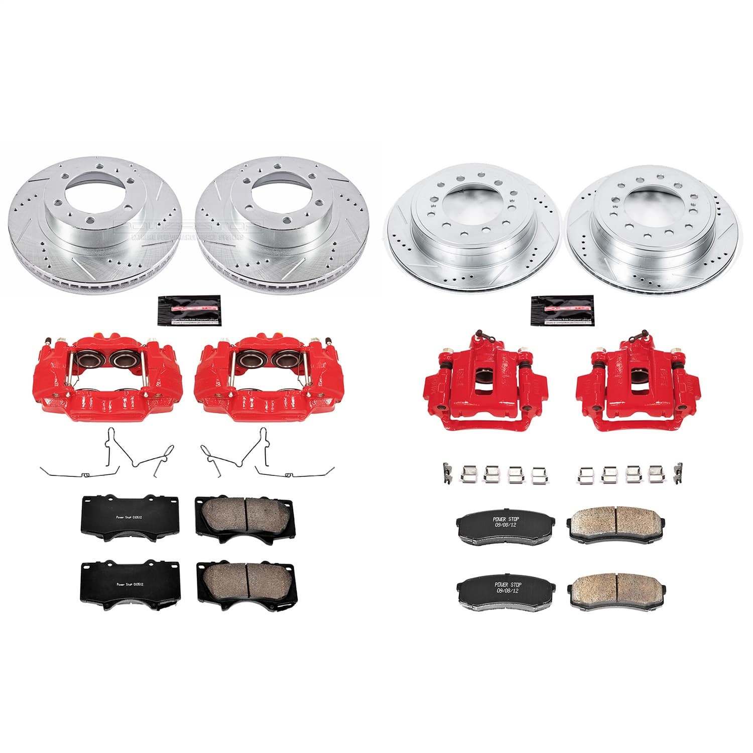 Power Stop - KC5805 - Front and Rear - Disc Brake Pad/Caliper and Rotor Kit image 1