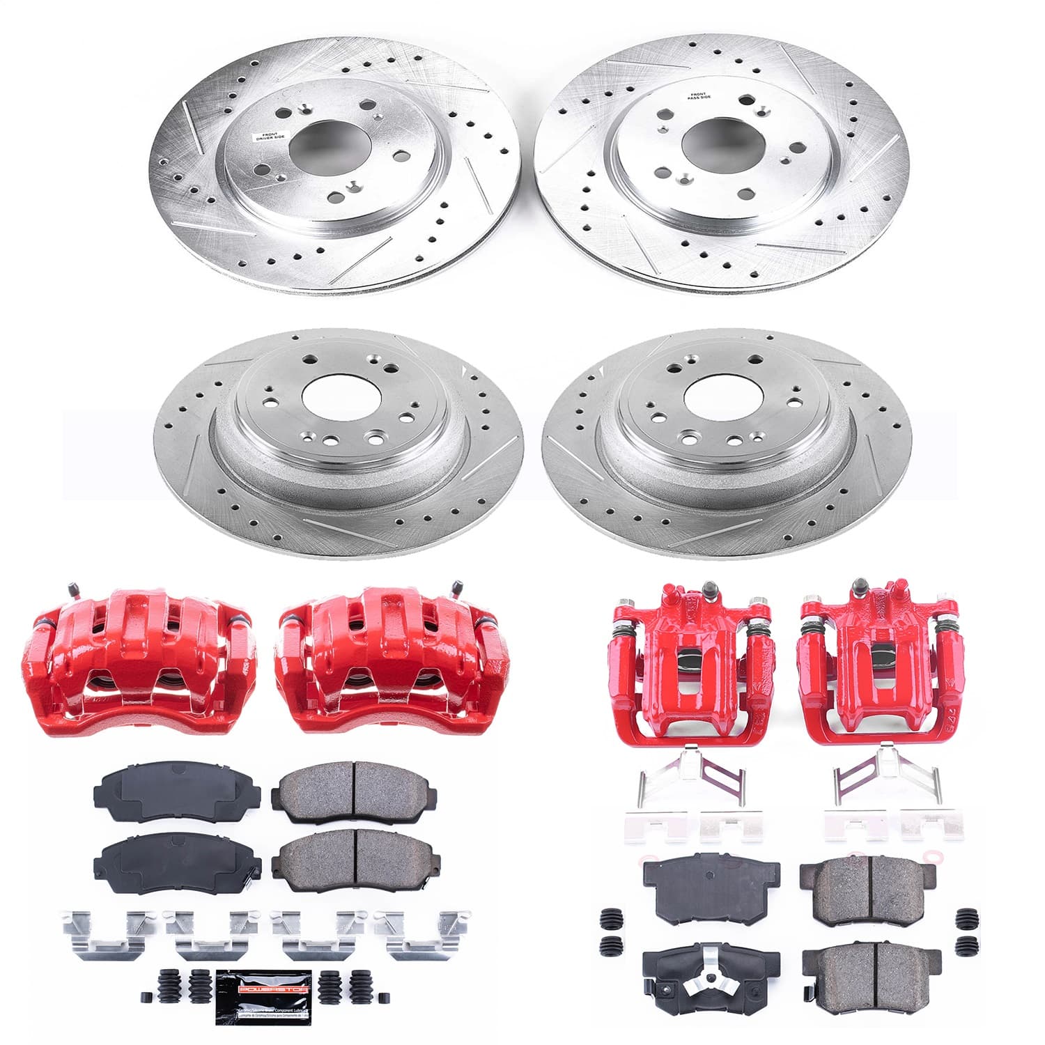Power Stop - KC5815 - Front and Rear - Disc Brake Pad/Caliper and Rotor Kit image 1